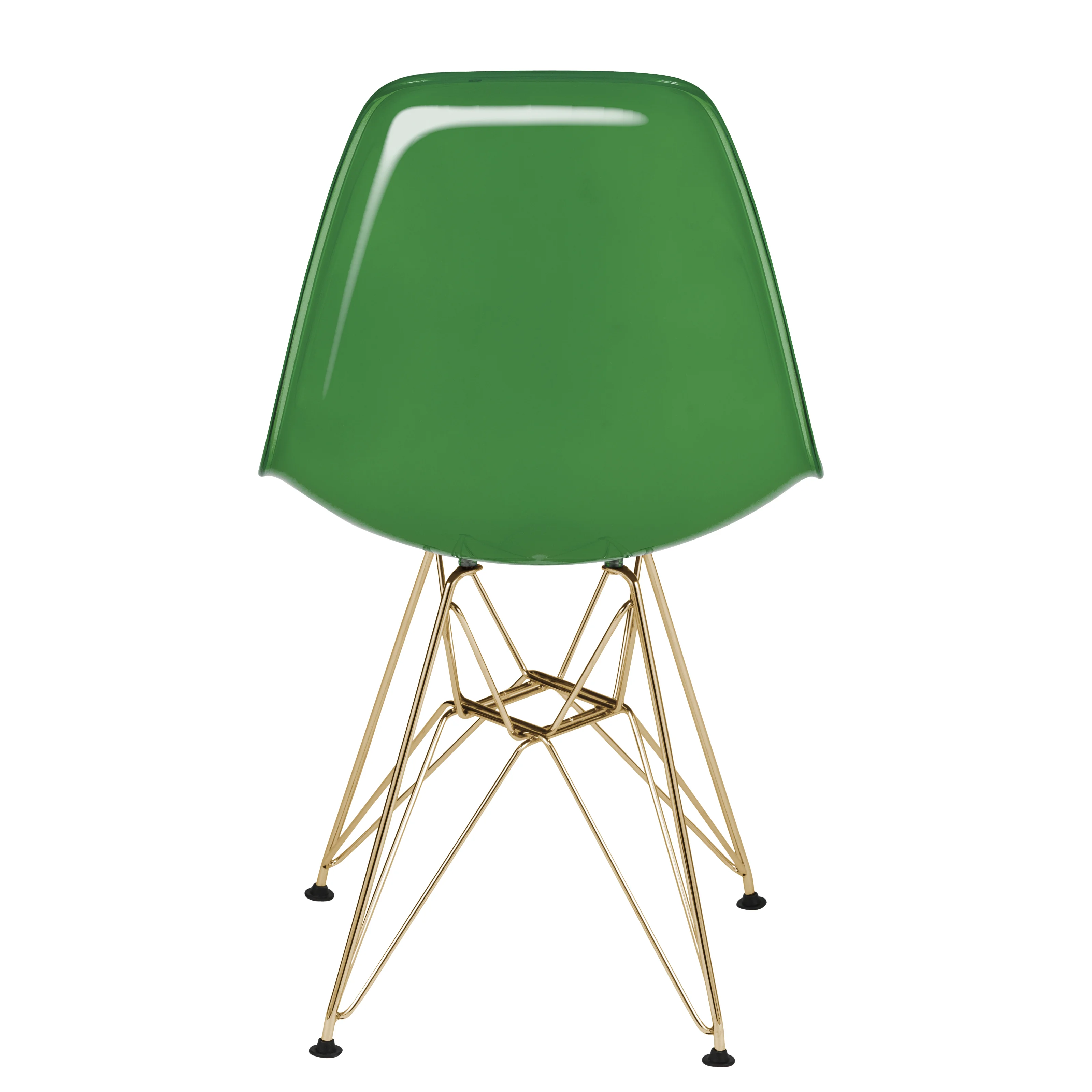 Cresco Molded 2-Tone Eiffel Side Chair with Gold Base in White Green Set of 4