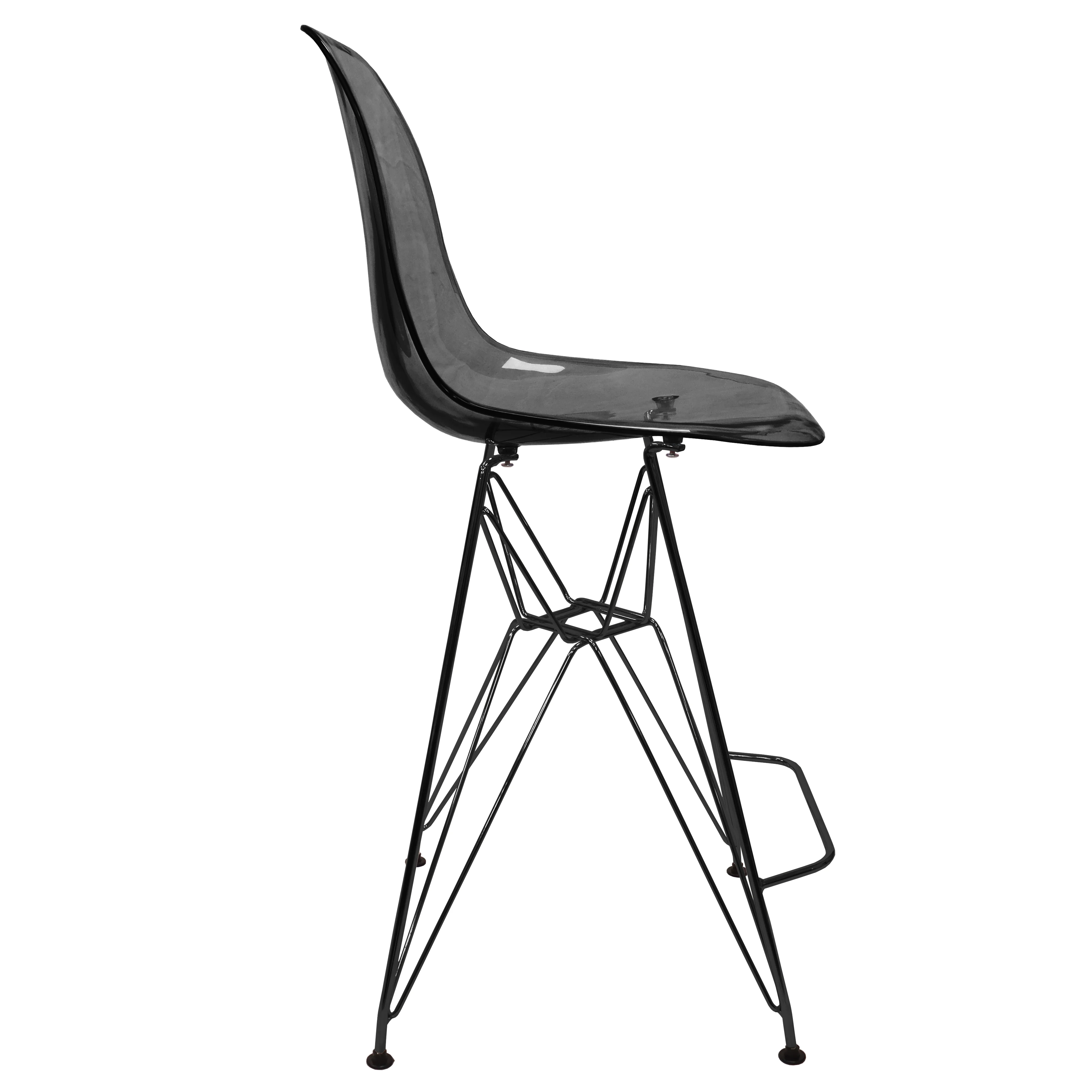 Modern Acrylic Bar stool Cresco Collection Black Base with Trans Black seat