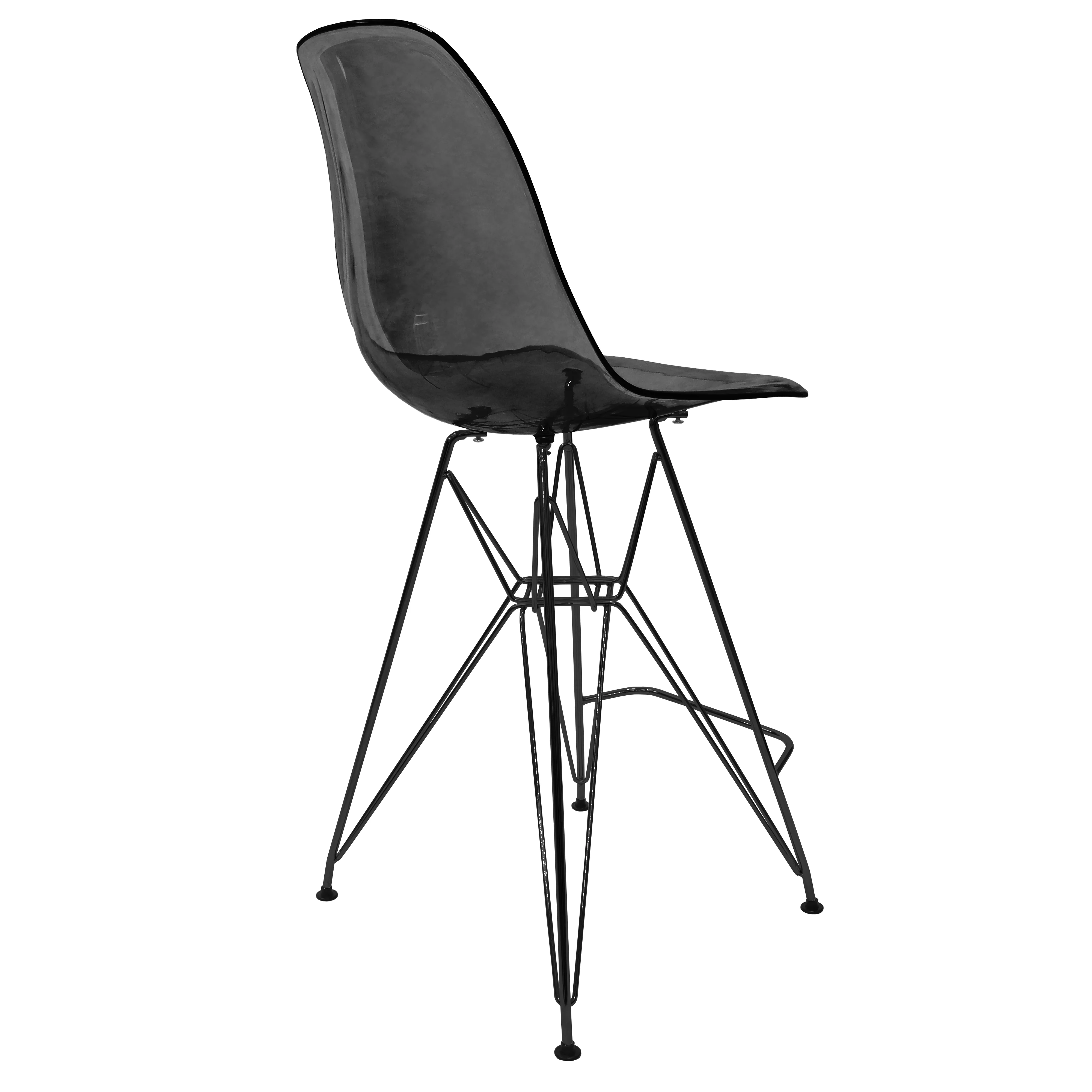 Modern Acrylic Bar stool Cresco Collection Black Base with Trans Black seat