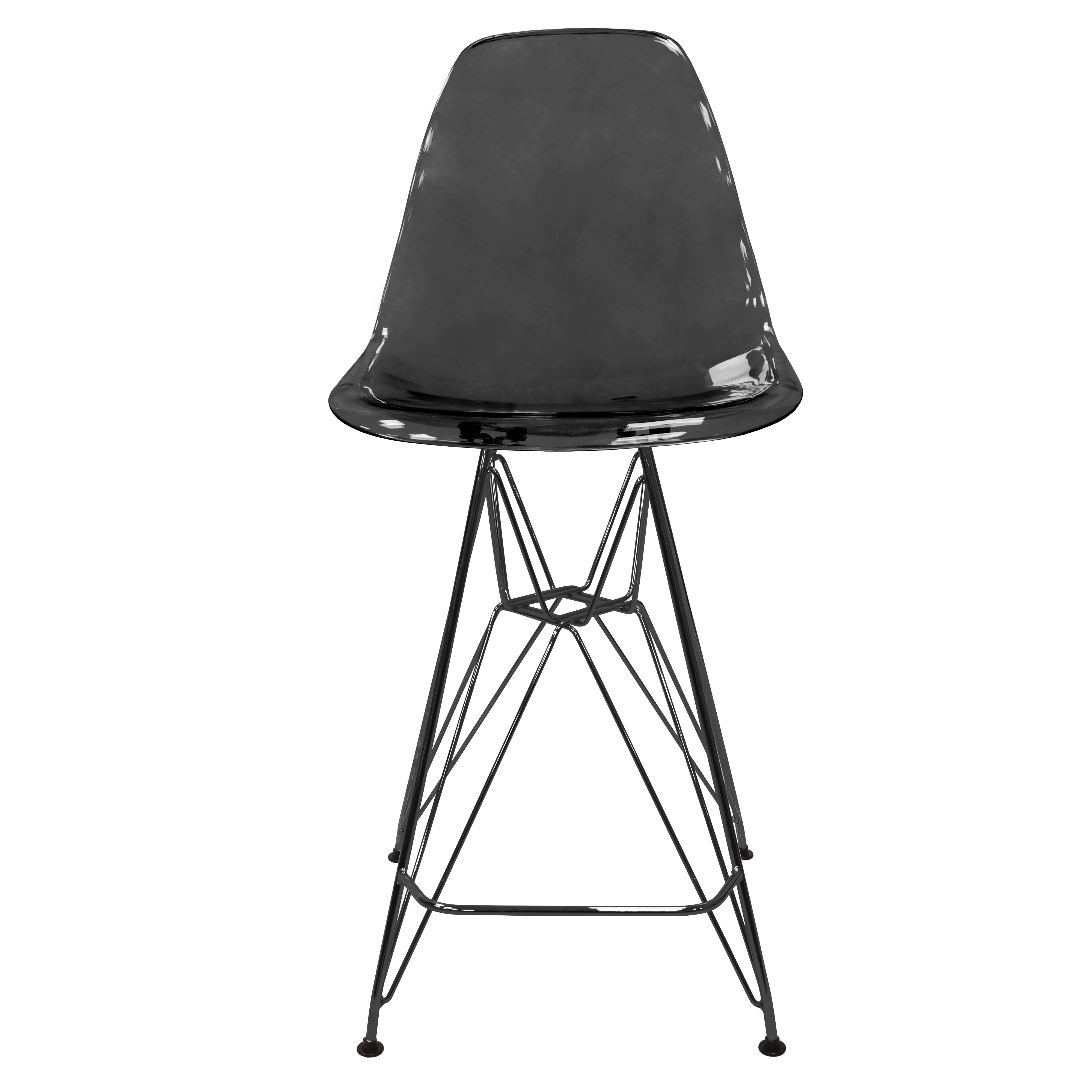 Modern Acrylic Bar stool Cresco Collection Black Base with Trans Black seat