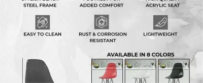 Modern Acrylic Bar stool Cresco Collection Black Base with Trans Black seat