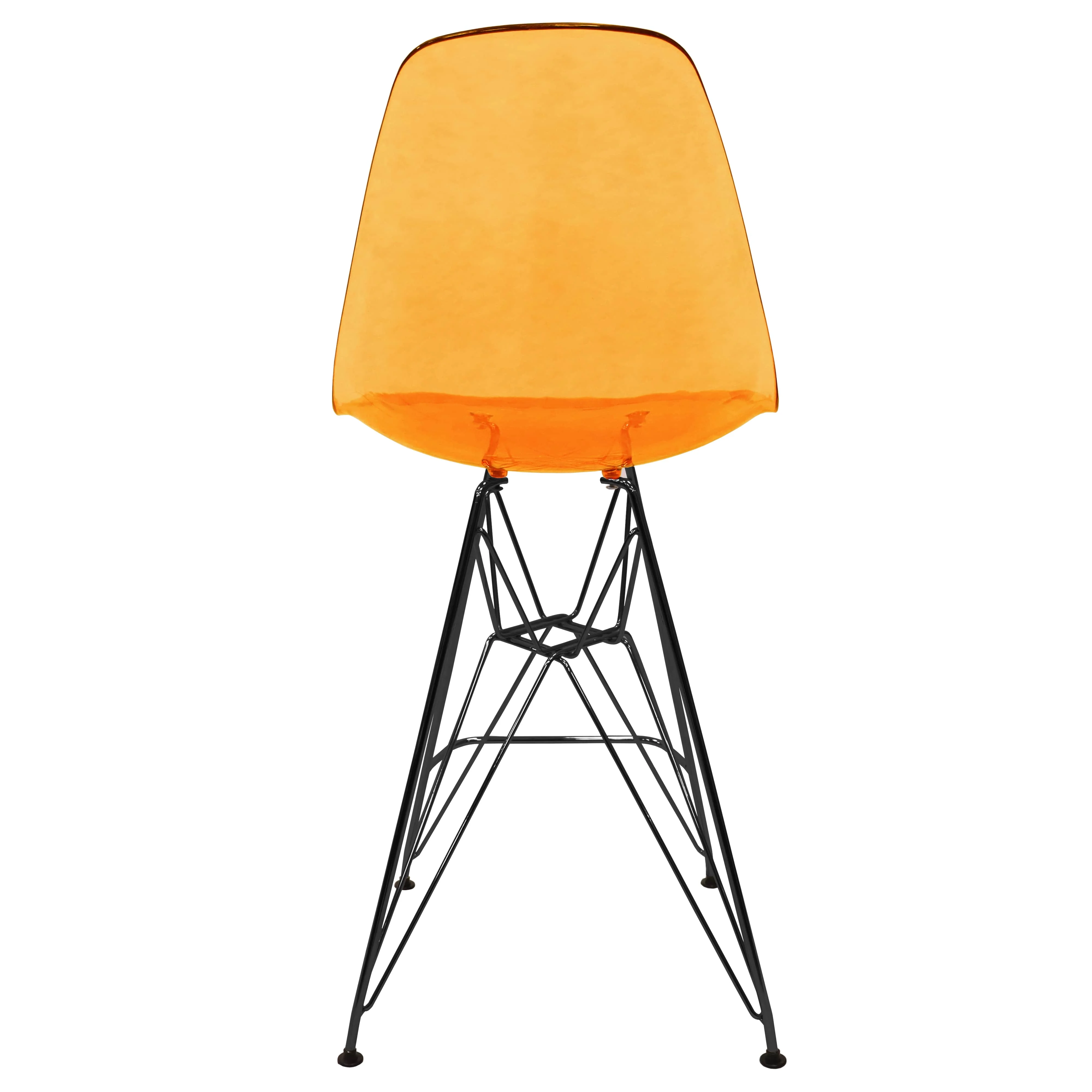 Modern Acrylic Bar stool Cresco Collection Black Base with Trans Orange seat