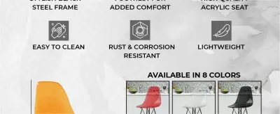 Modern Acrylic Bar stool Cresco Collection Black Base with Trans Orange seat