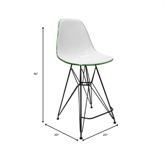Modern Acrylic Bar stool Cresco Collection Black Base with White/Green seat