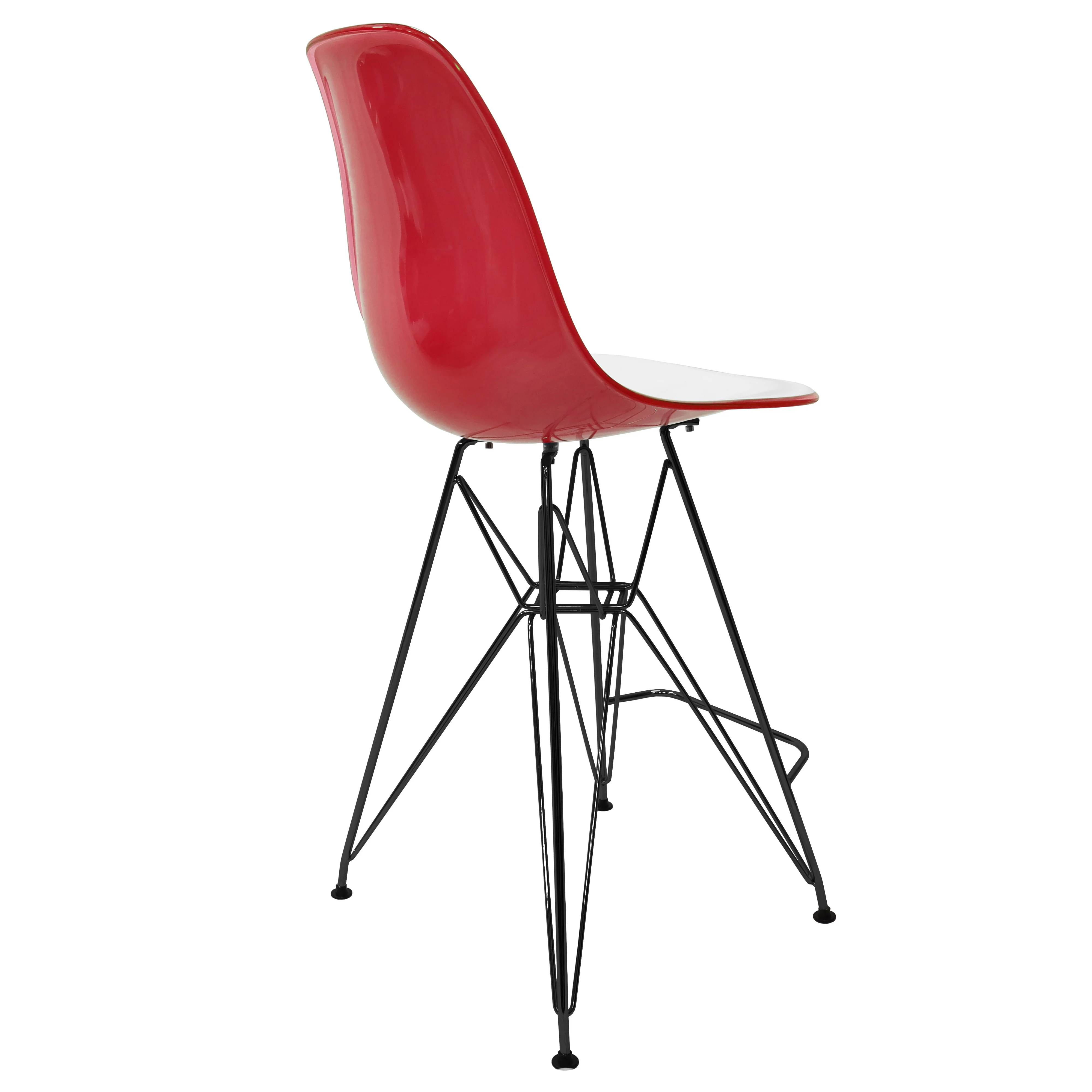 Modern Acrylic Bar stool Cresco Collection Black Base with White/Red seat