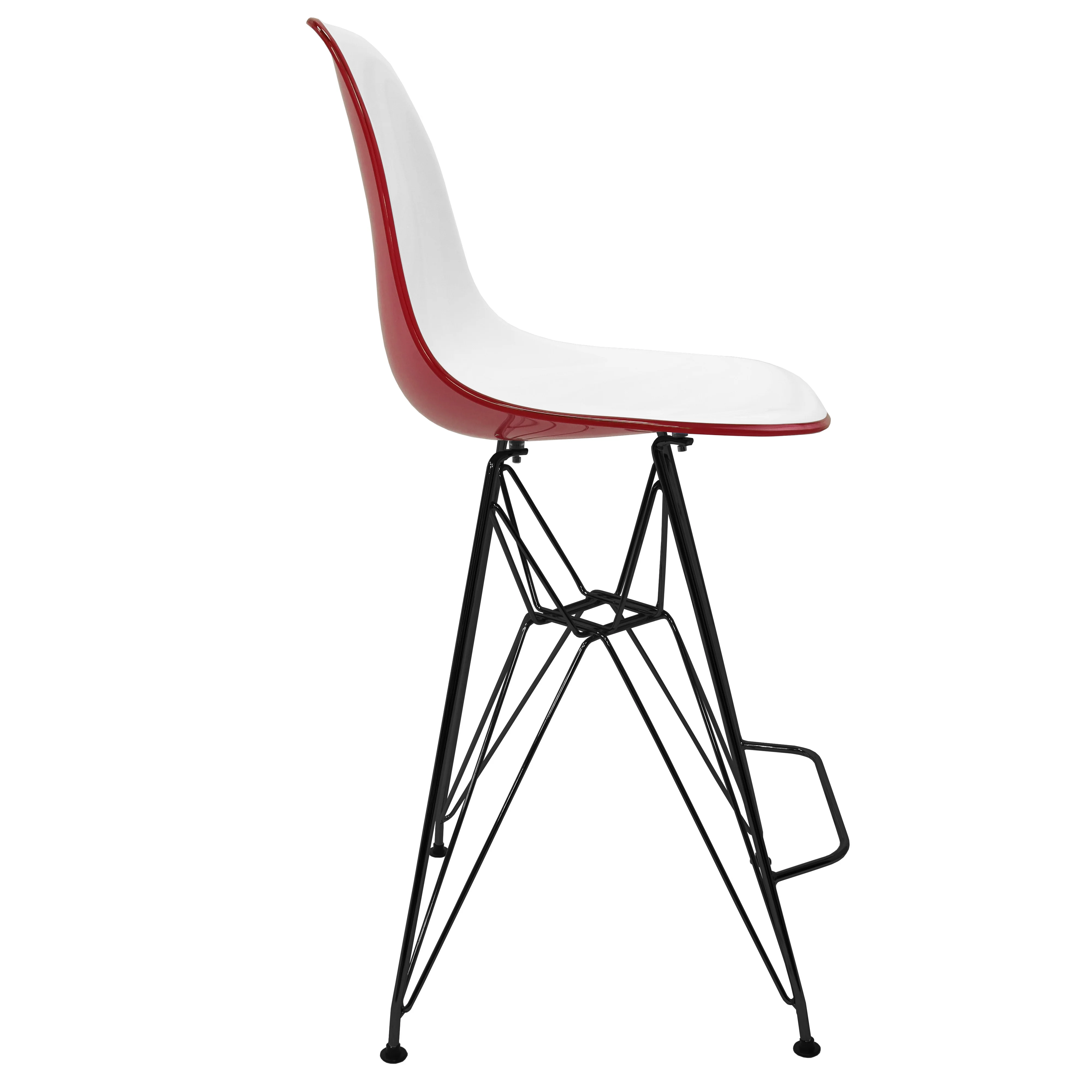 Modern Acrylic Bar stool Cresco Collection Black Base with White/Red seat
