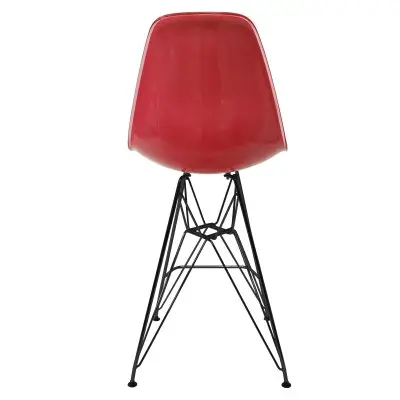 Modern Acrylic Bar stool Cresco Collection Black Base with White/Red seat