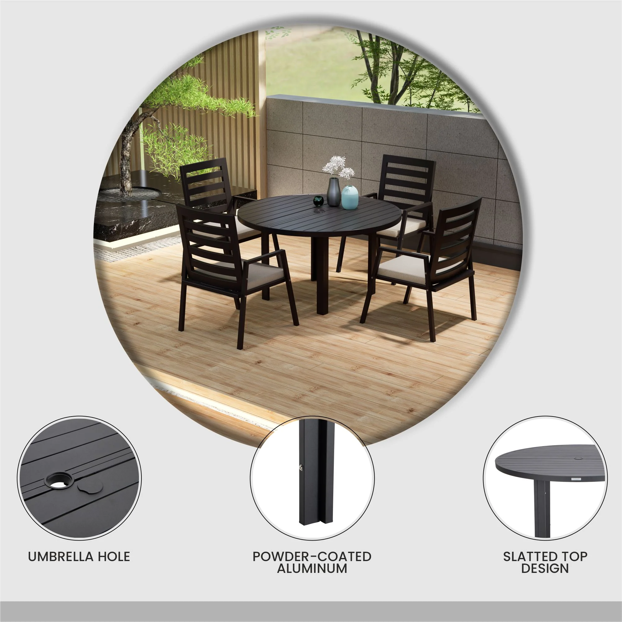 Chelsea 48? Round Outdoor Aluminum Dining Table for Patio