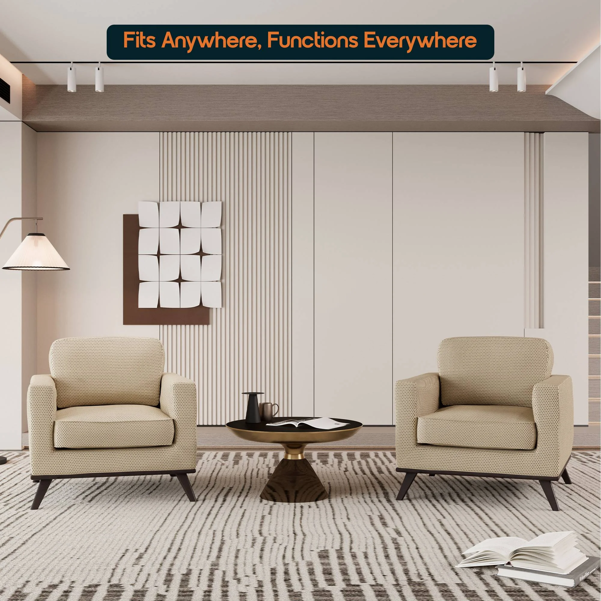 Chester Modern Faux Leather Accent Arm Chair in Beige Mesh