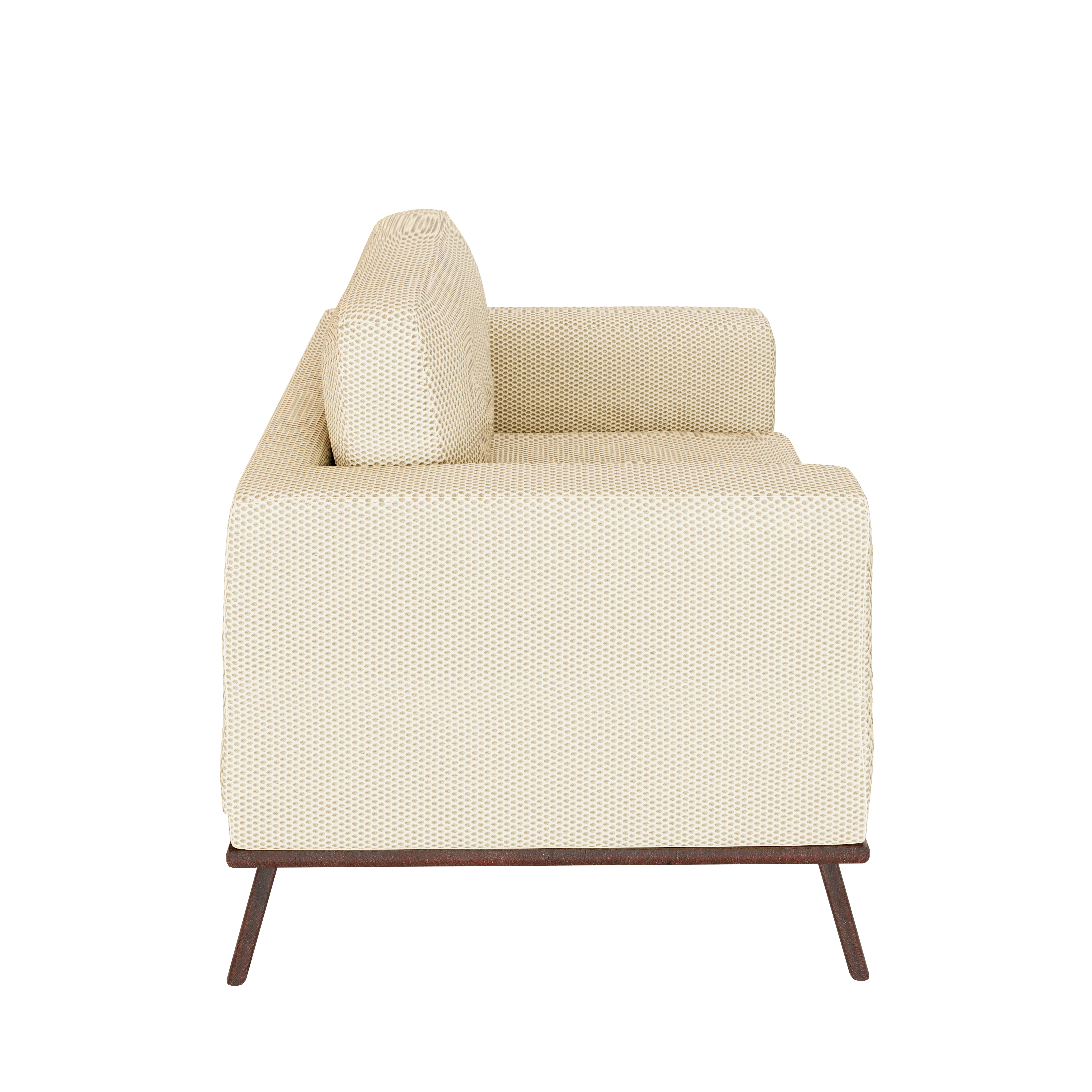 Chester Modern Faux Leather Accent Arm Chair in Beige Mesh