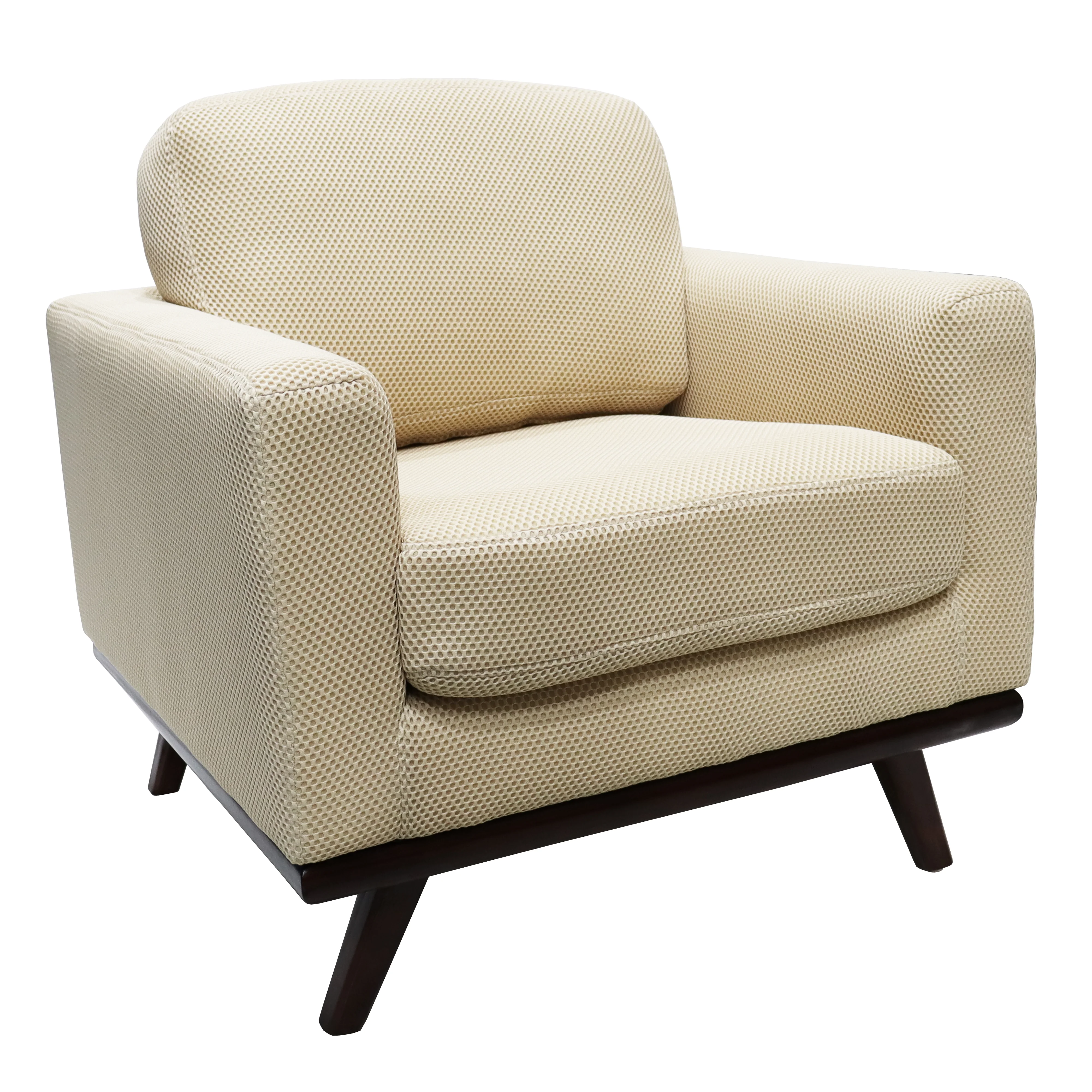 Chester Modern Faux Leather Accent Arm Chair in Beige Mesh