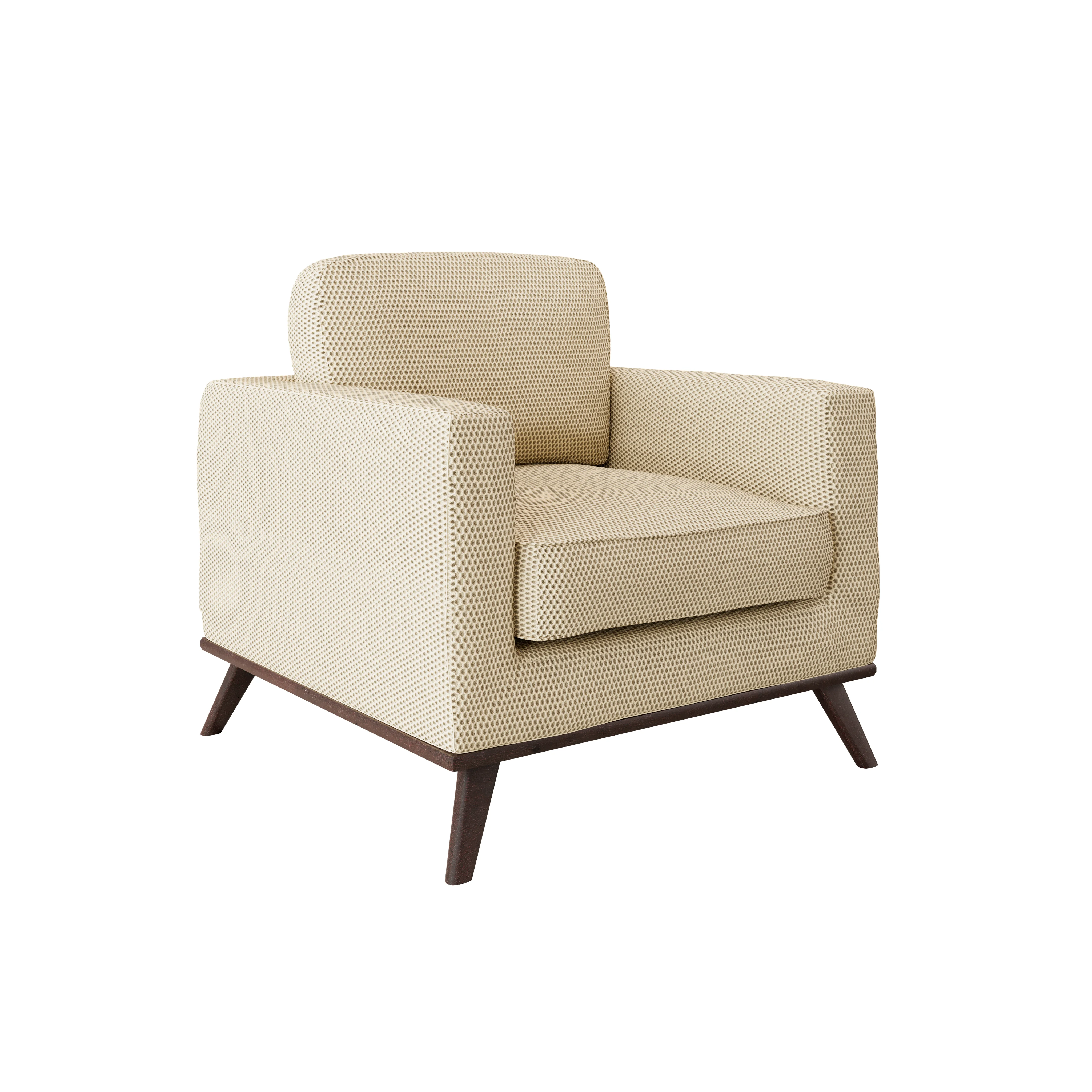 Chester Modern Faux Leather Accent Arm Chair in Beige Mesh