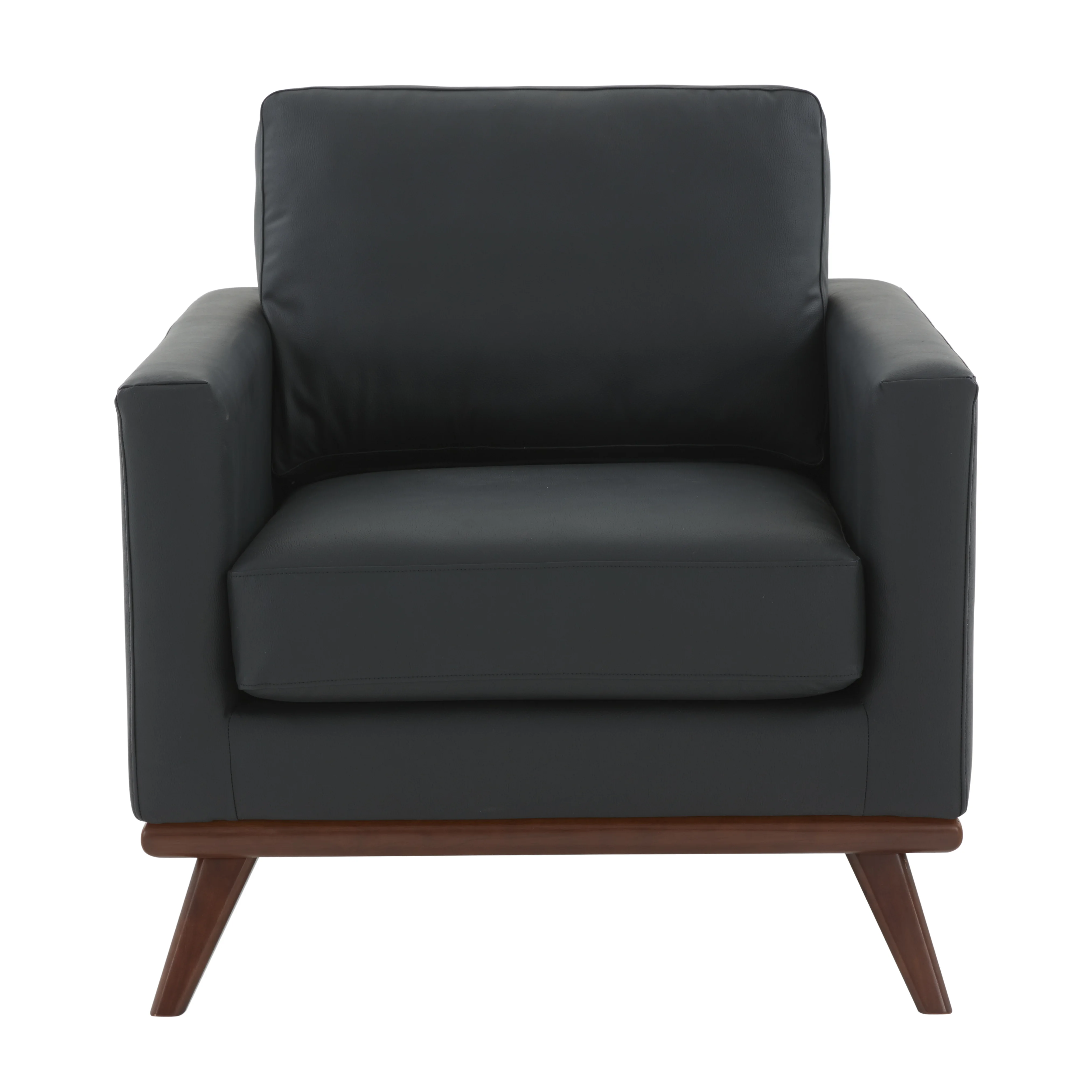 Chester Modern Leather Accent Arm Chair With Birch Wood Base