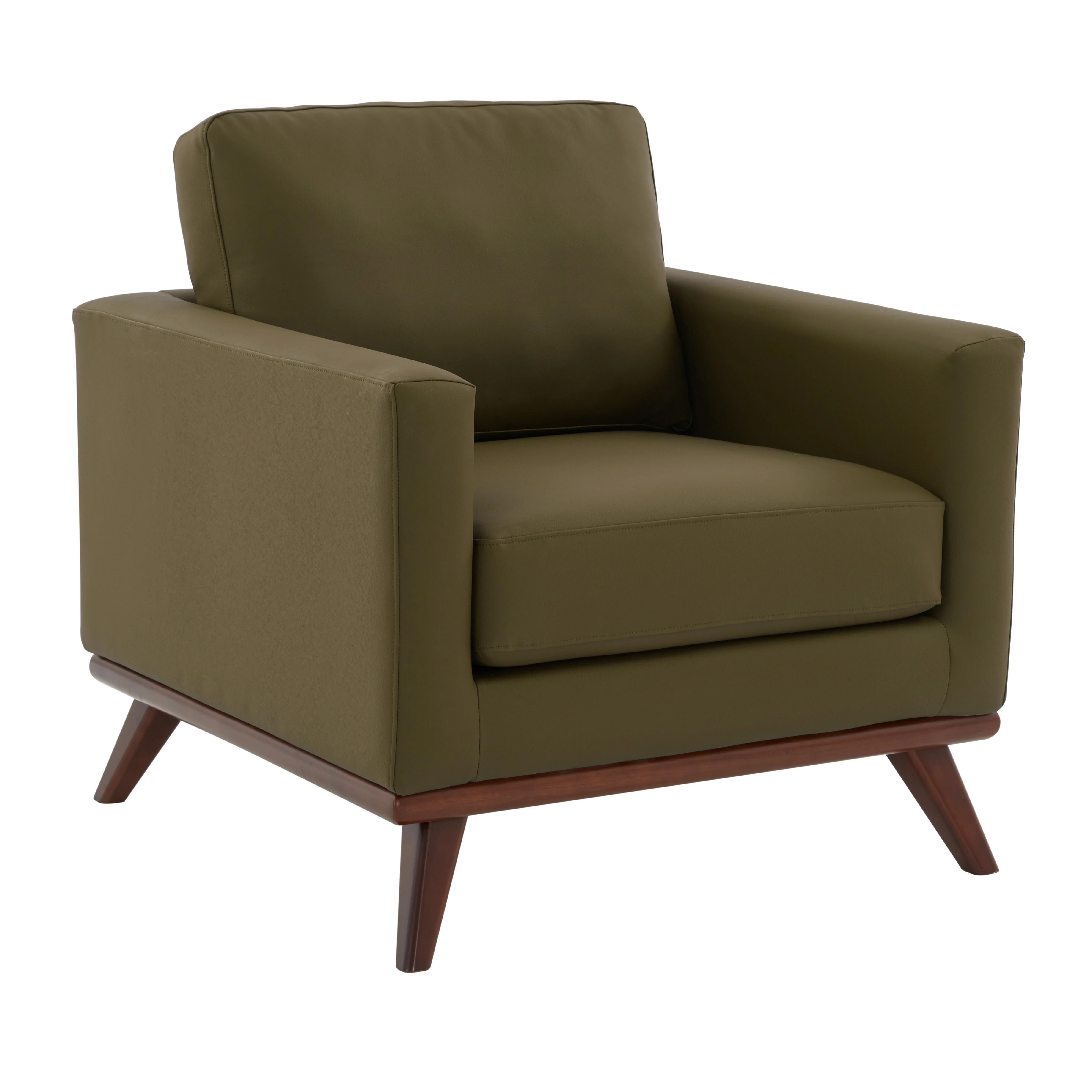 Chester Modern Faux Leather Accent Arm Chair in Green Leather