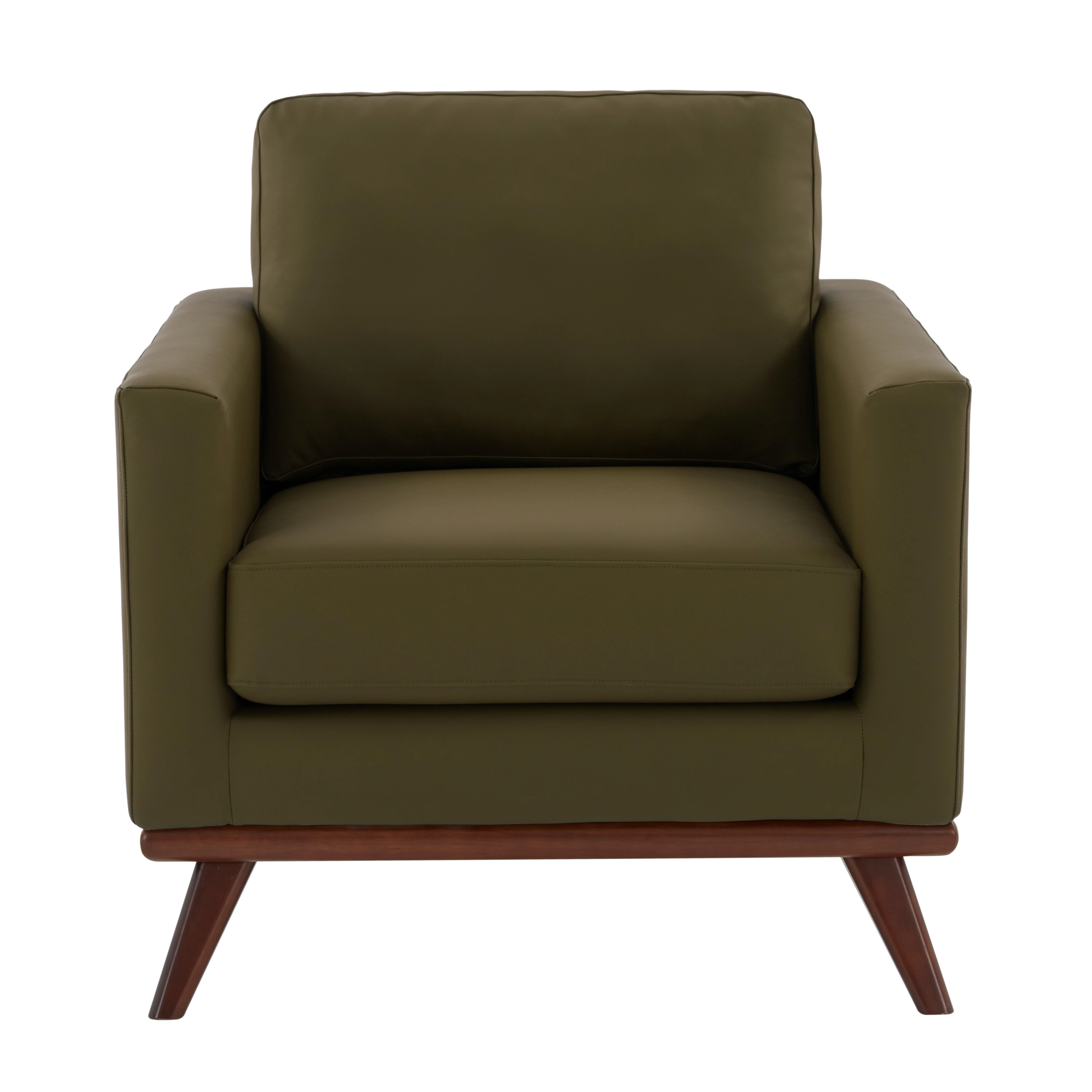 Chester Modern Faux Leather Accent Arm Chair in Green Leather