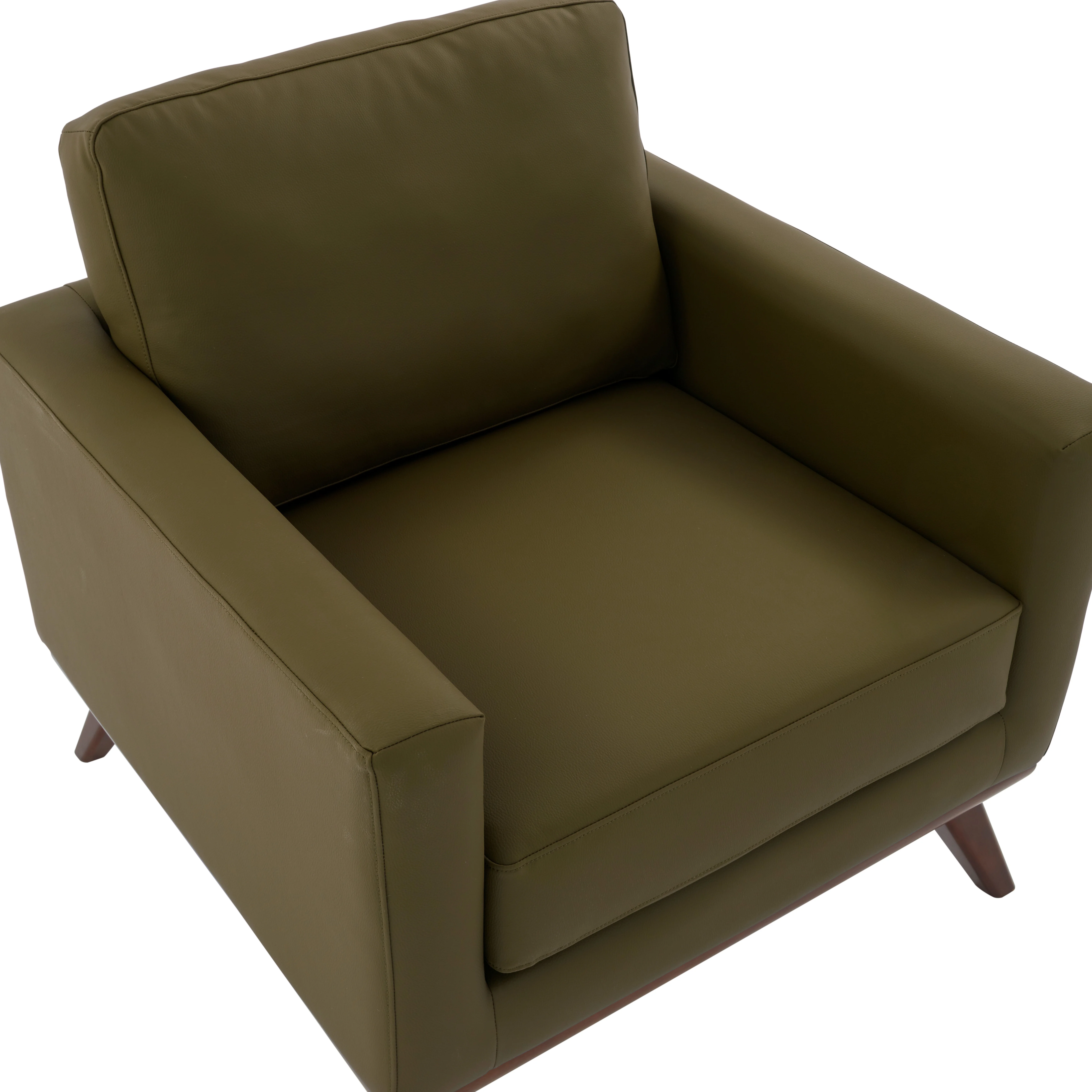 Chester Modern Faux Leather Accent Arm Chair in Green Leather