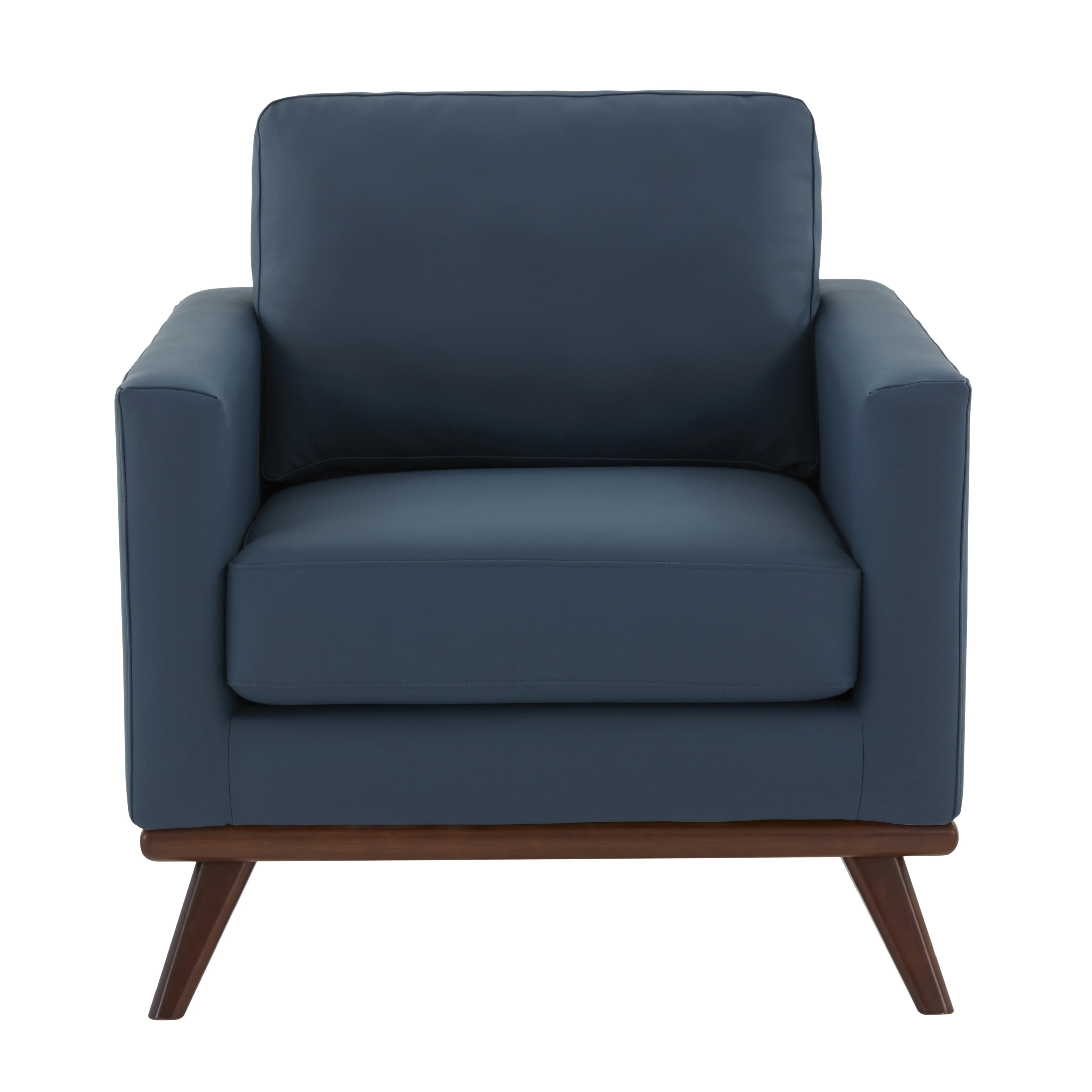 Chester Modern Leather Accent Arm Chair With Birch Wood Base