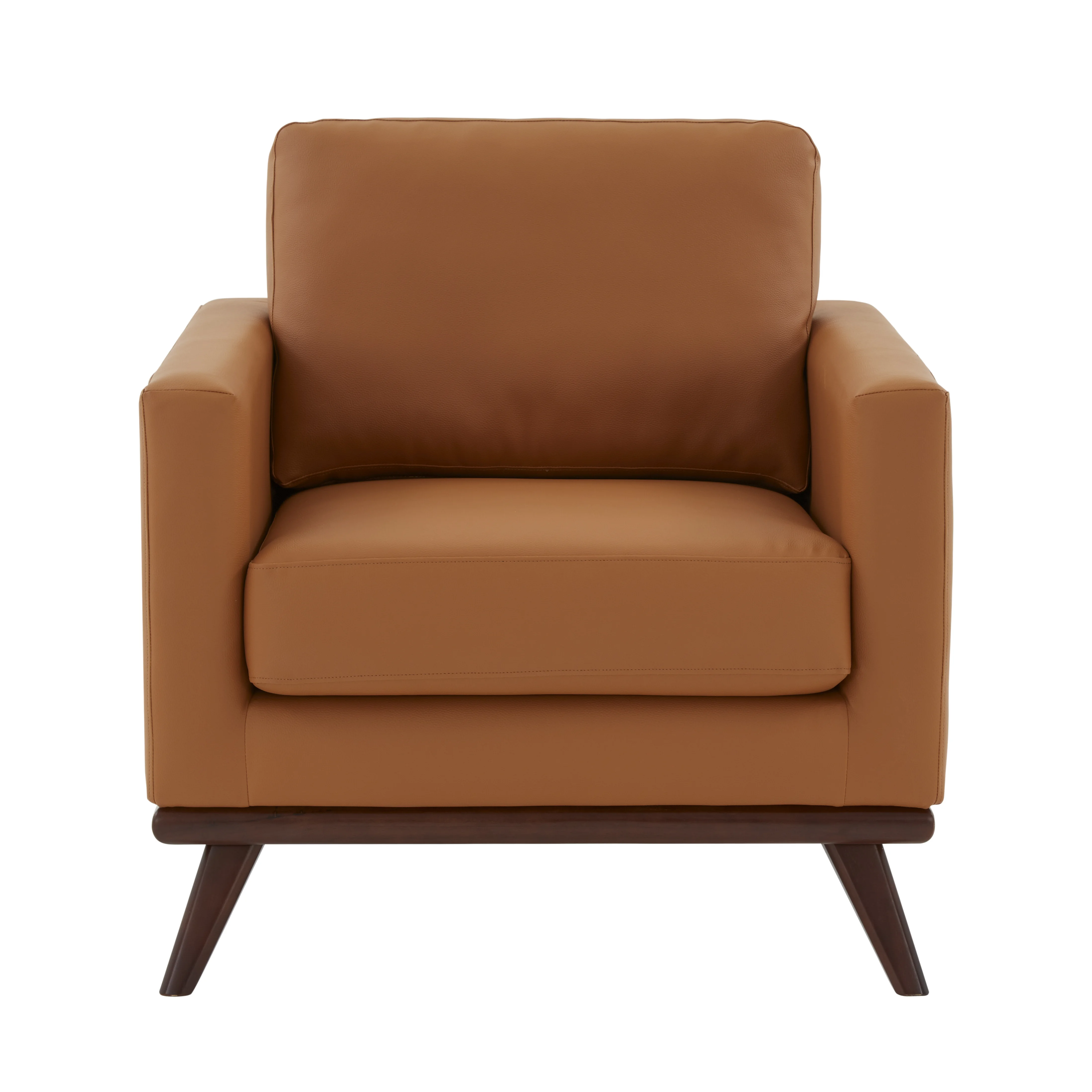 Chester Modern Leather Accent Arm Chair With Birch Wood Base