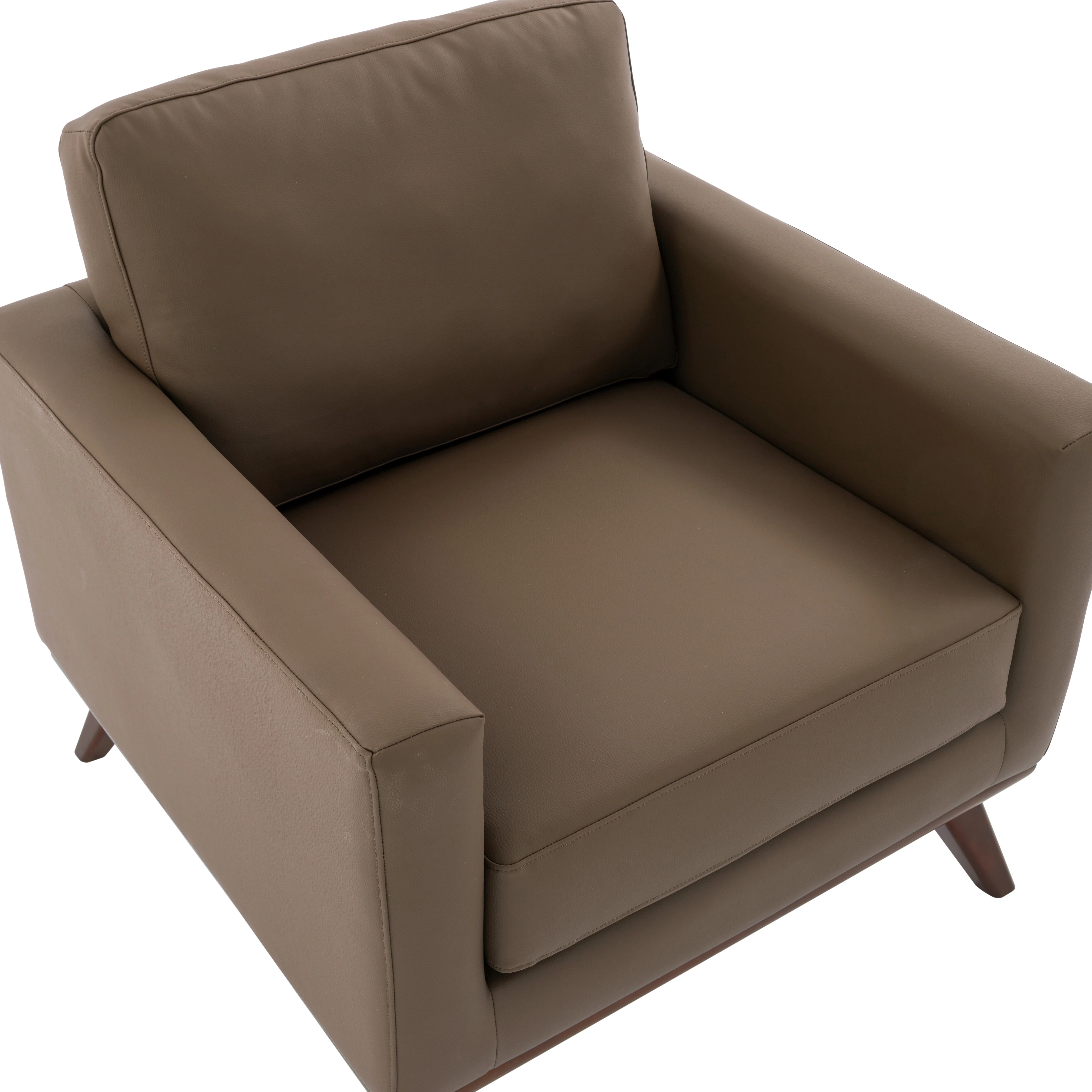 Chester Modern Faux Leather Accent Arm Chair in Taupe Leather
