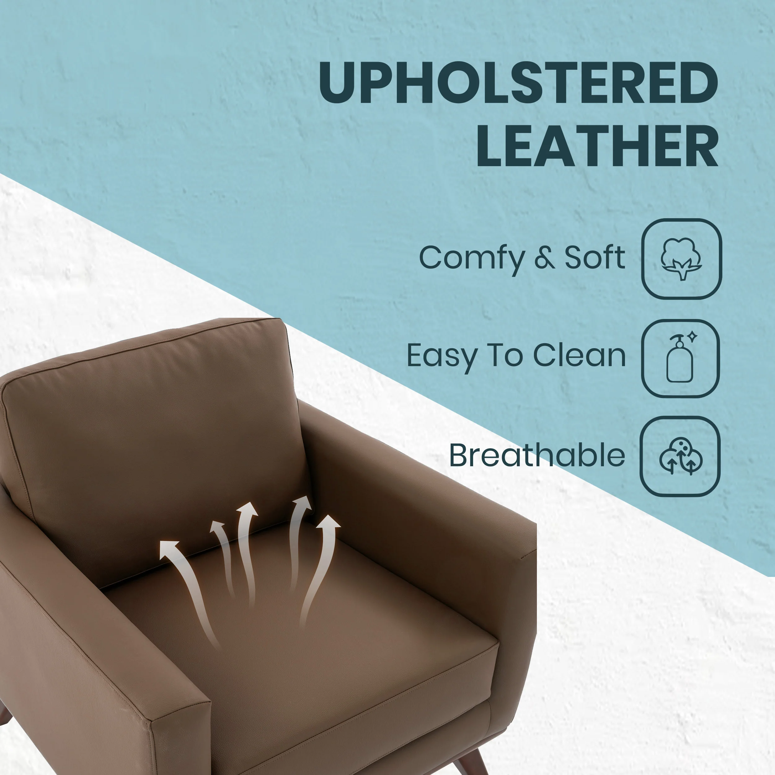 Chester Modern Faux Leather Accent Arm Chair in Taupe Leather