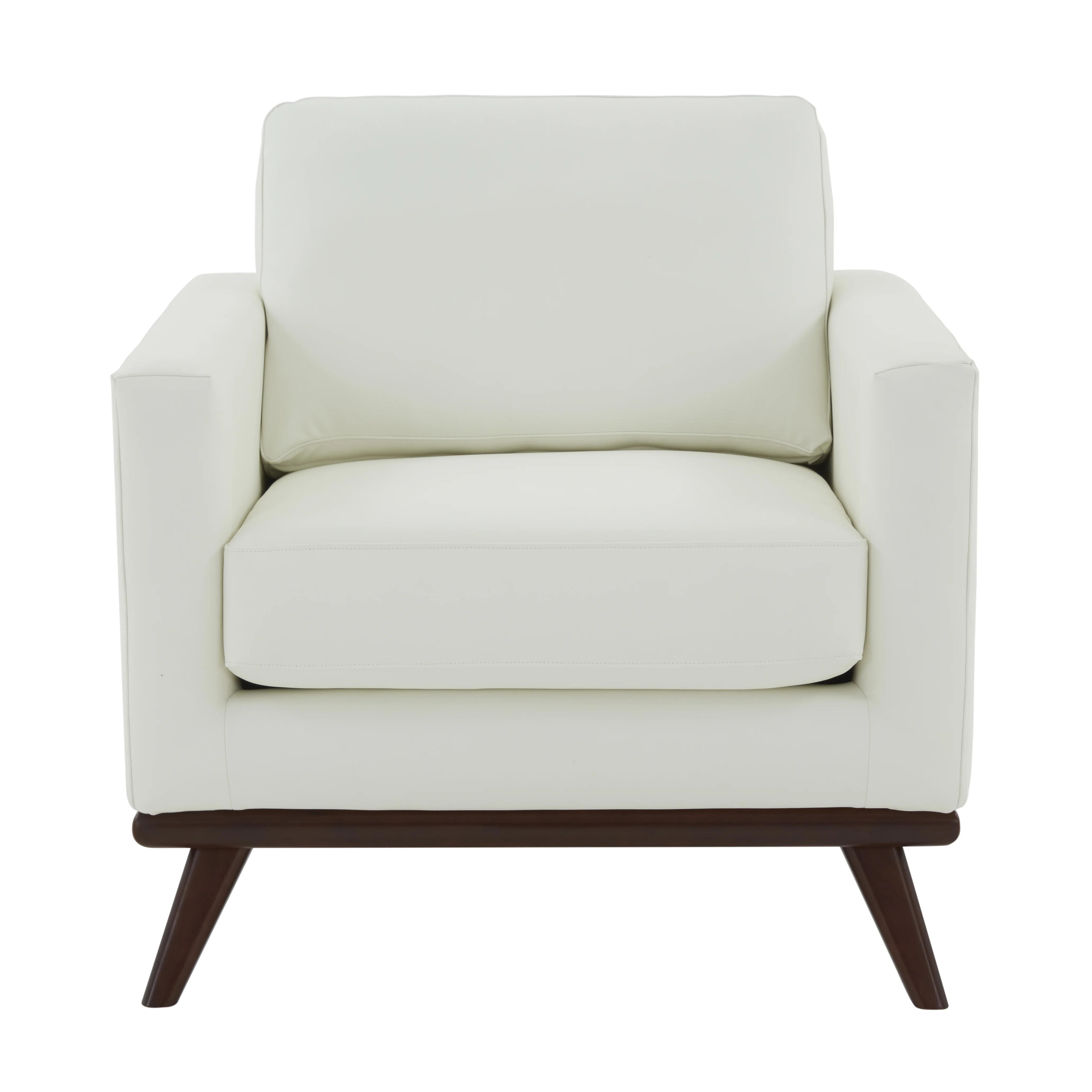 Chester Modern Leather Accent Arm Chair With Birch Wood Base