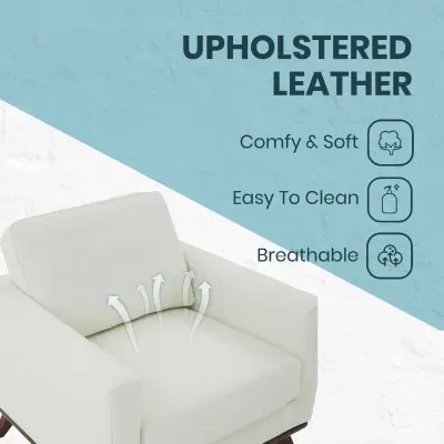 Chester Modern Leather Accent Arm Chair With Birch Wood Base