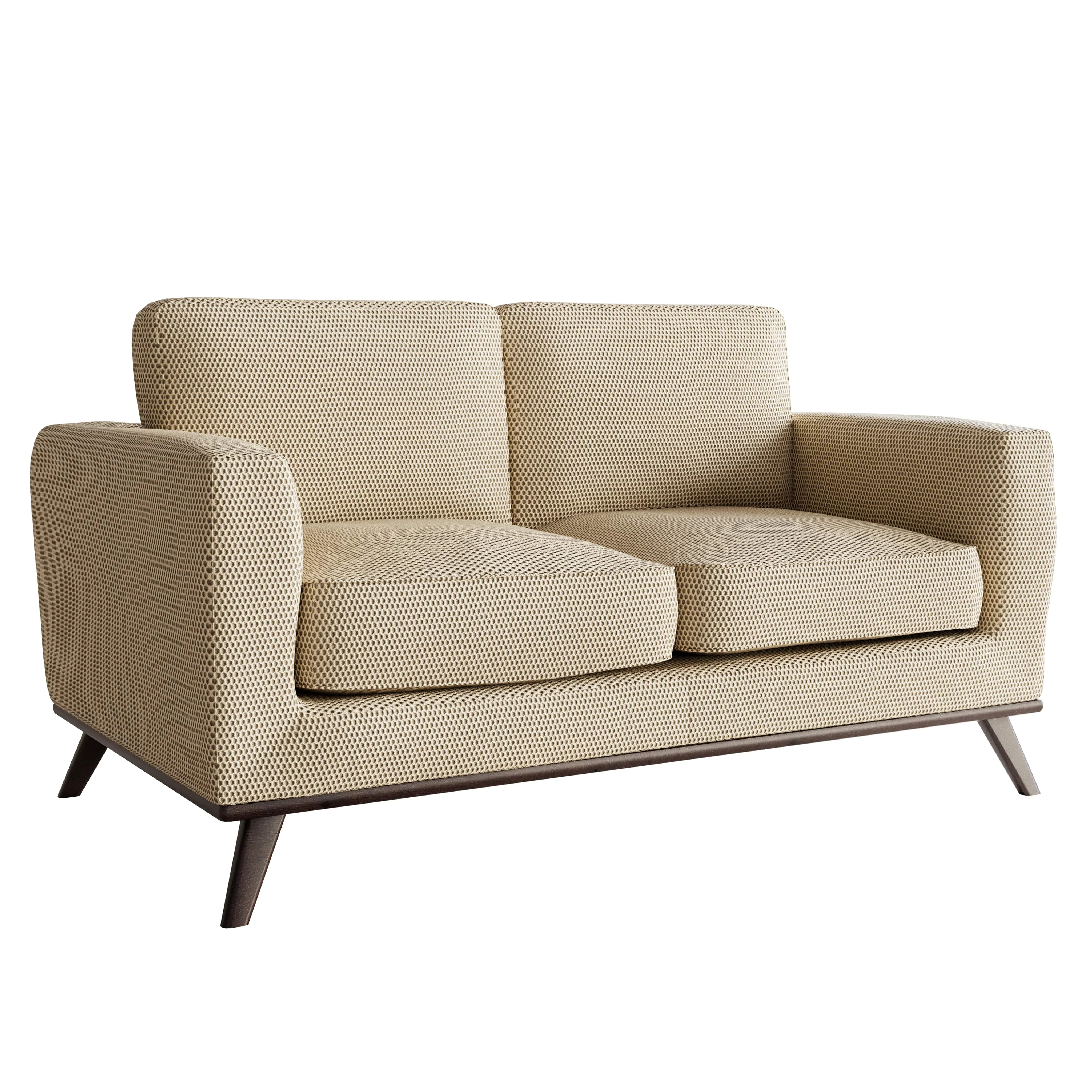 Chester Modern Faux Leather Loveseat in Beige Mesh