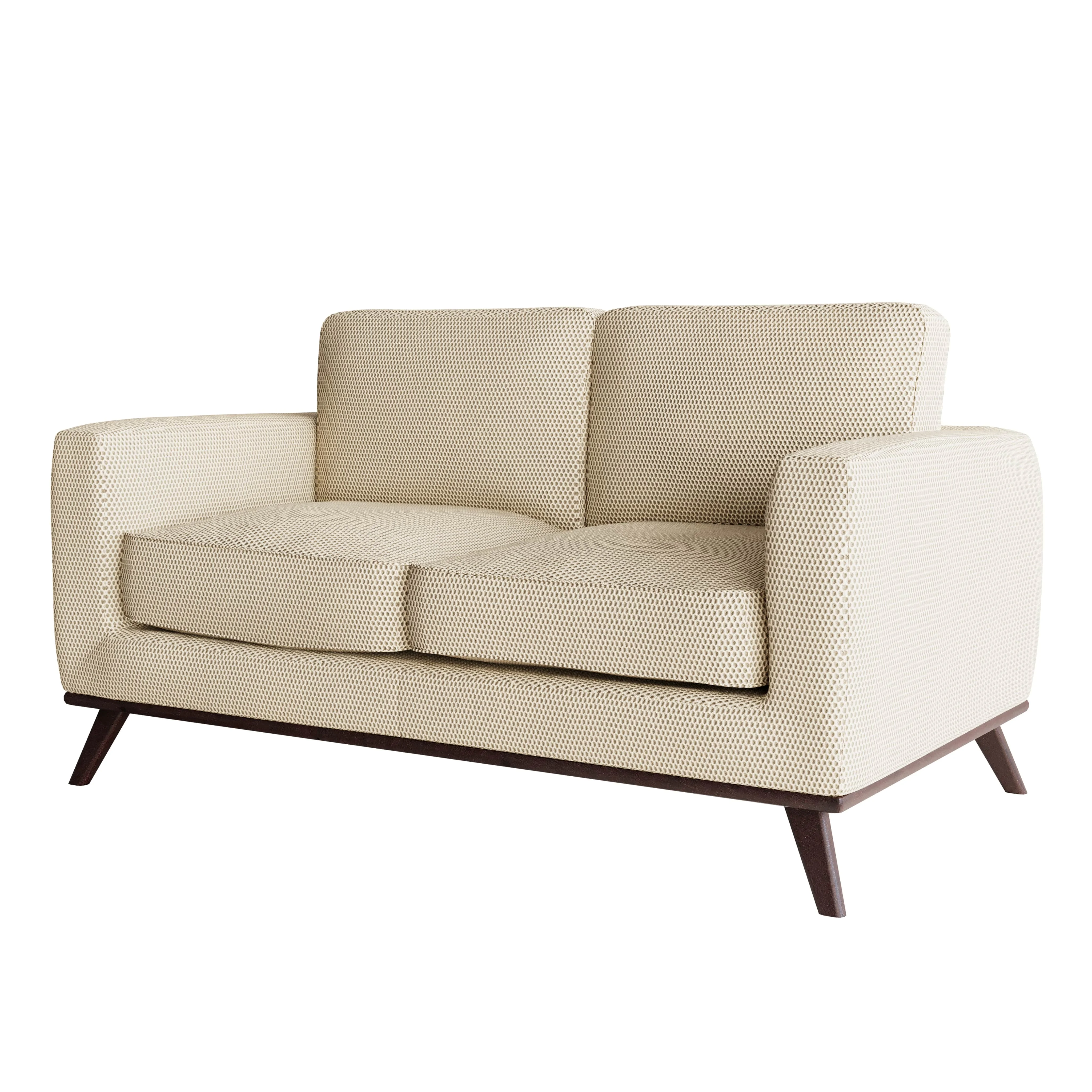 Chester Modern Faux Leather Loveseat in Beige Mesh