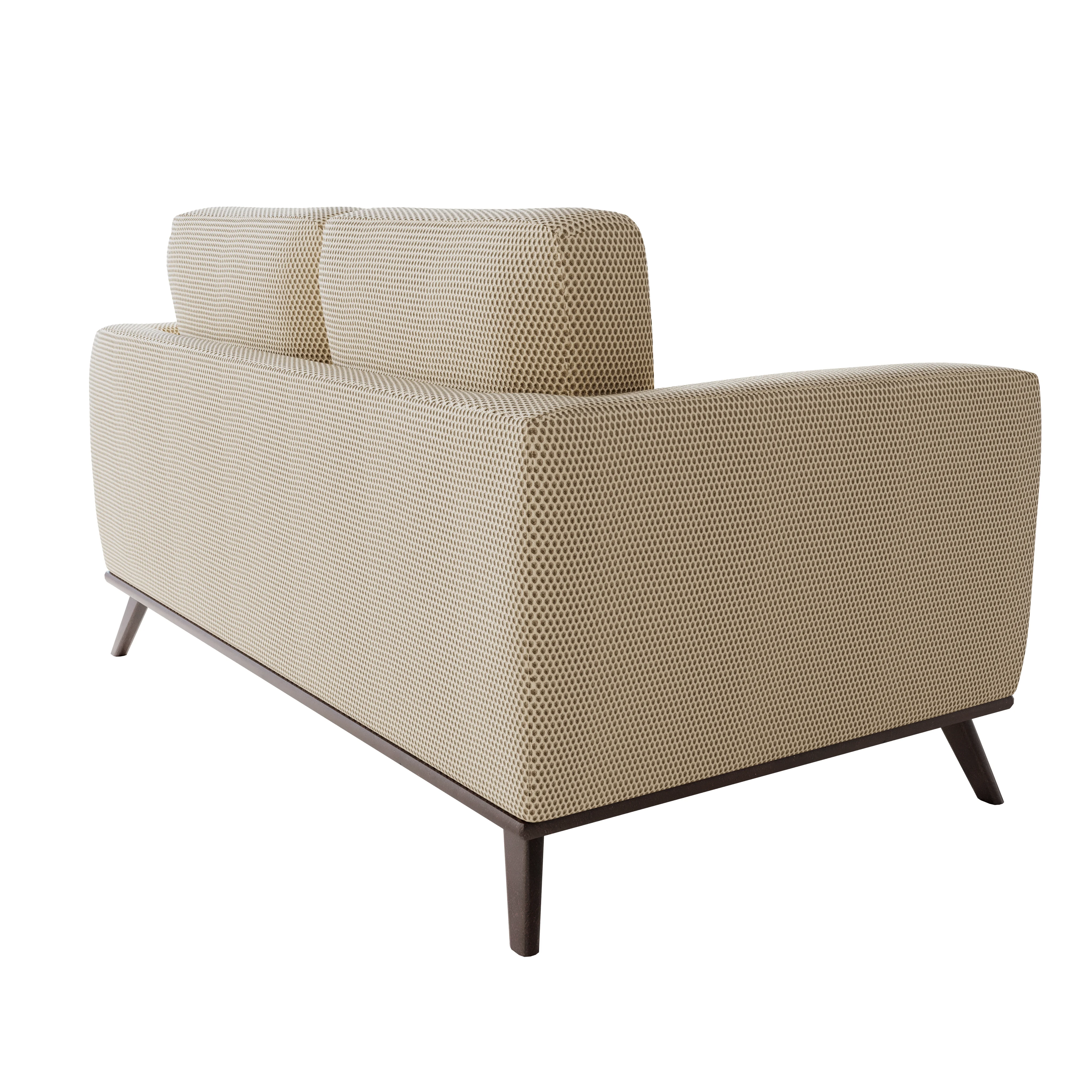 Chester Modern Faux Leather Loveseat in Beige Mesh