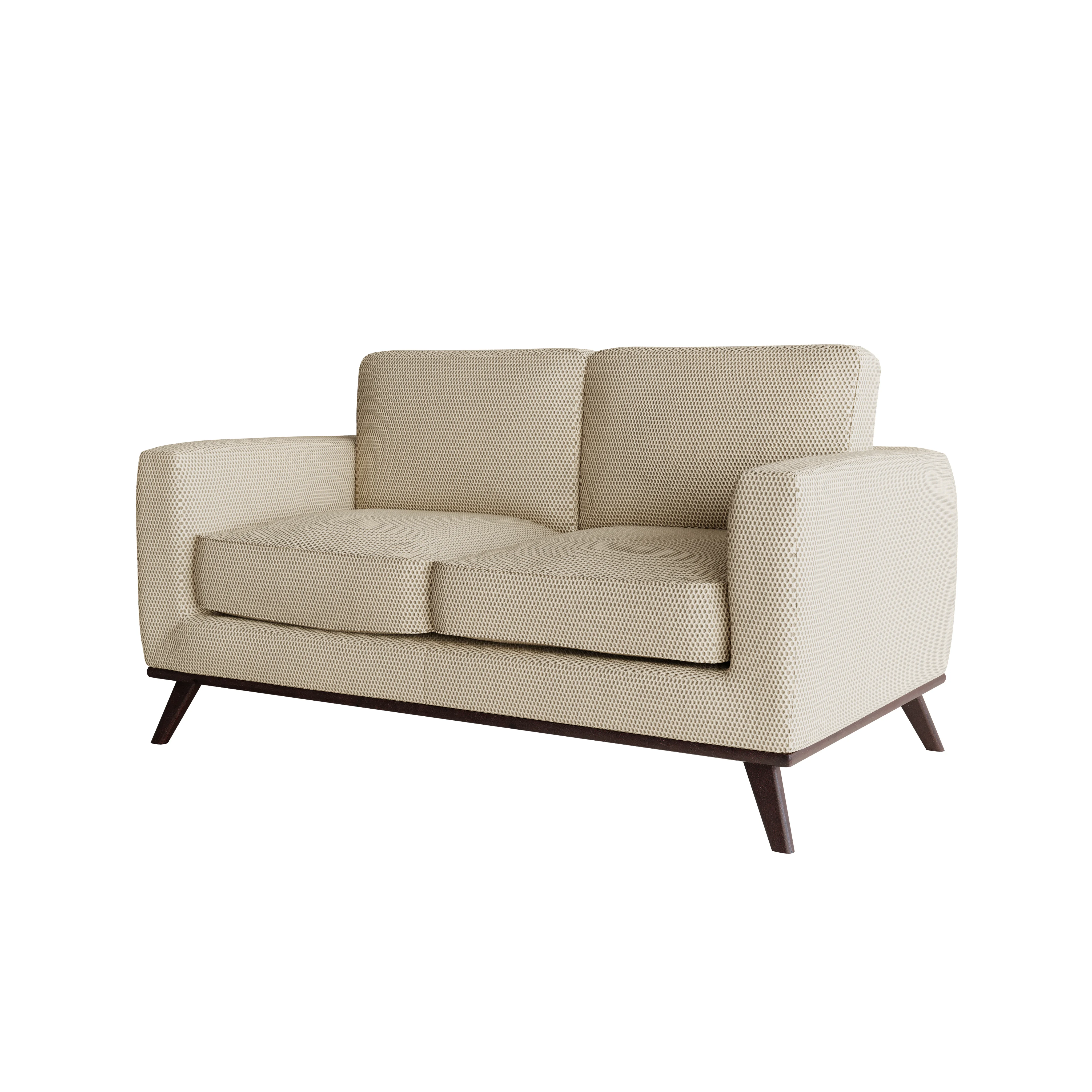 Chester Modern Faux Leather Loveseat in Beige Mesh