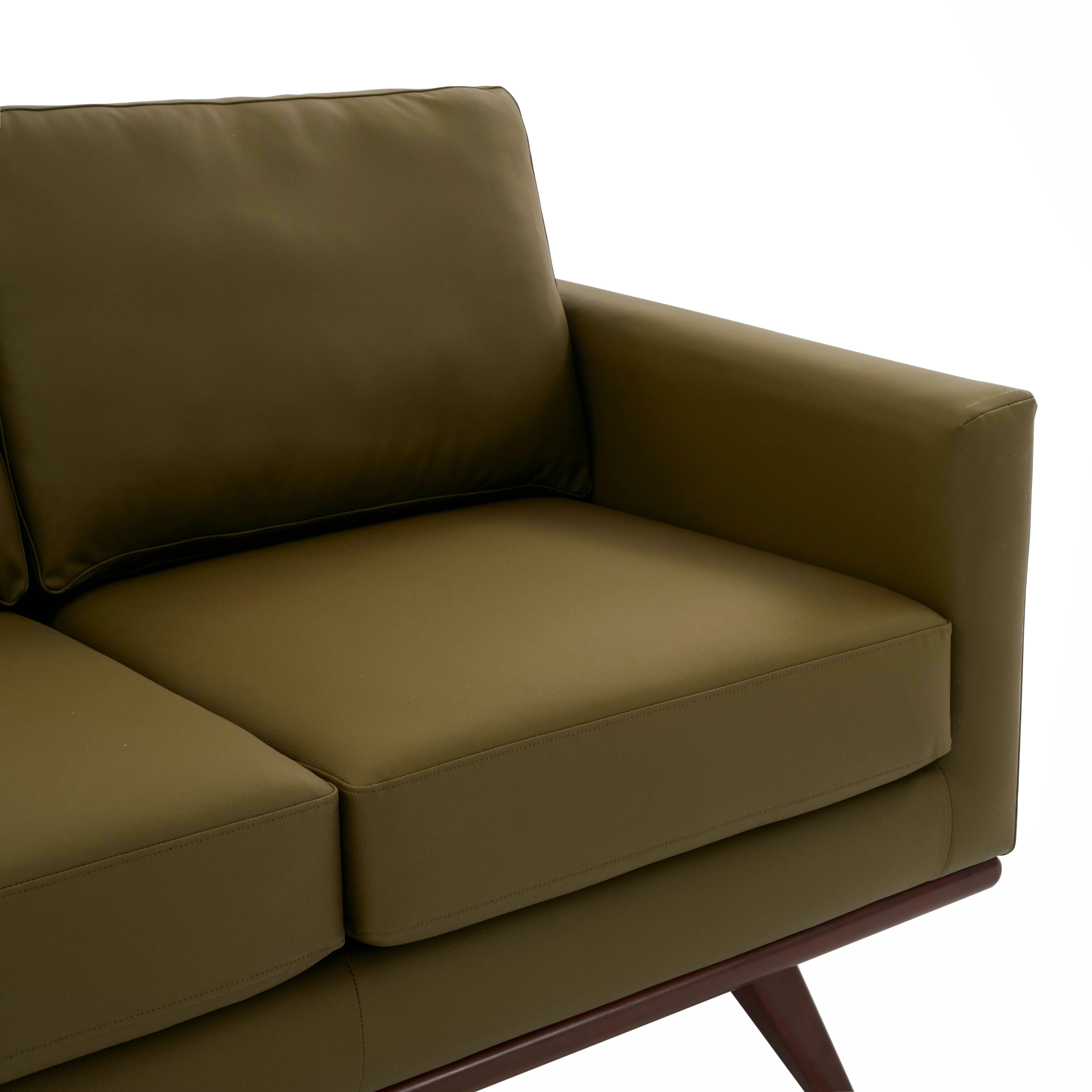 Chester Modern Faux Leather Loveseat Chair in Green Leather