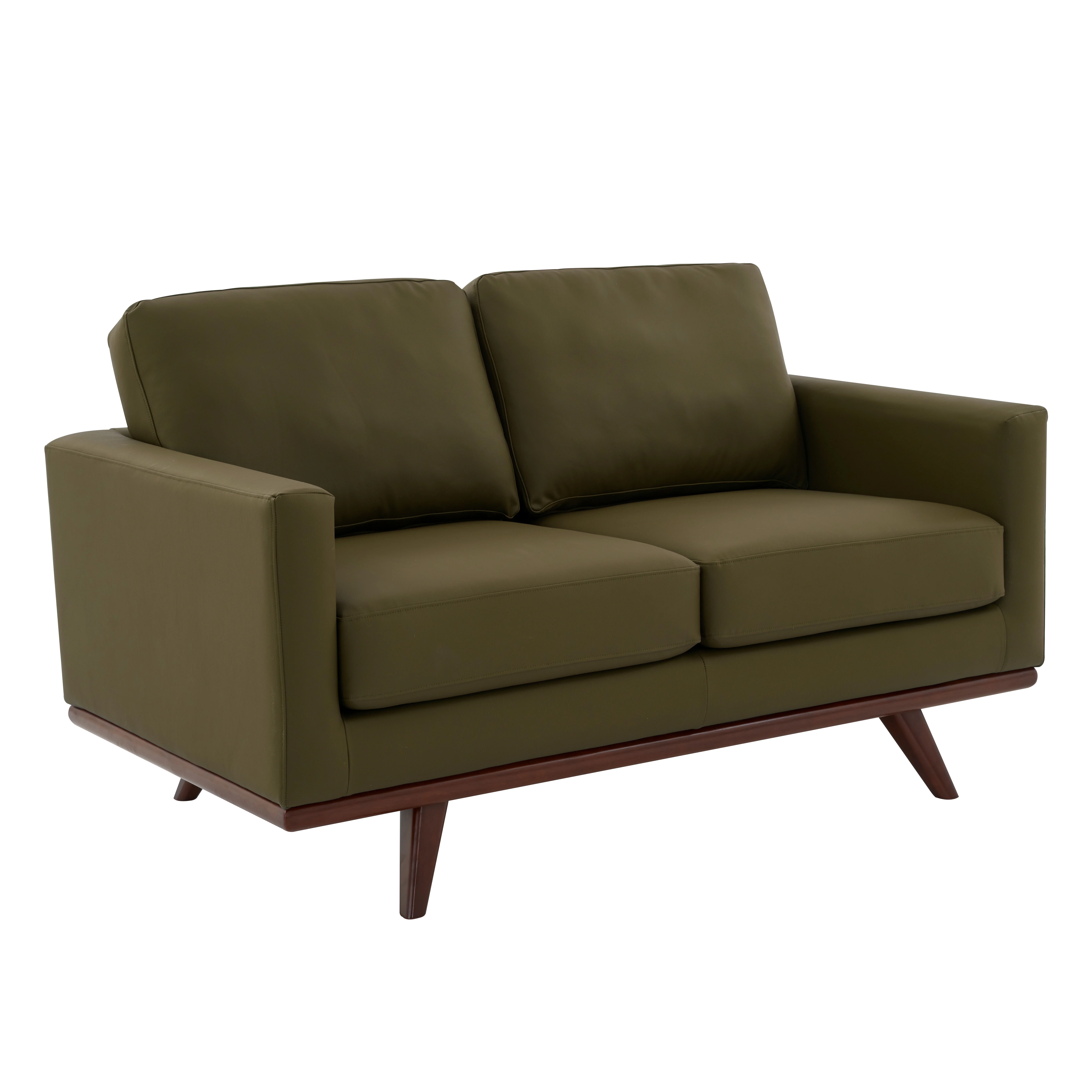Chester Modern Faux Leather Loveseat Chair in Green Leather