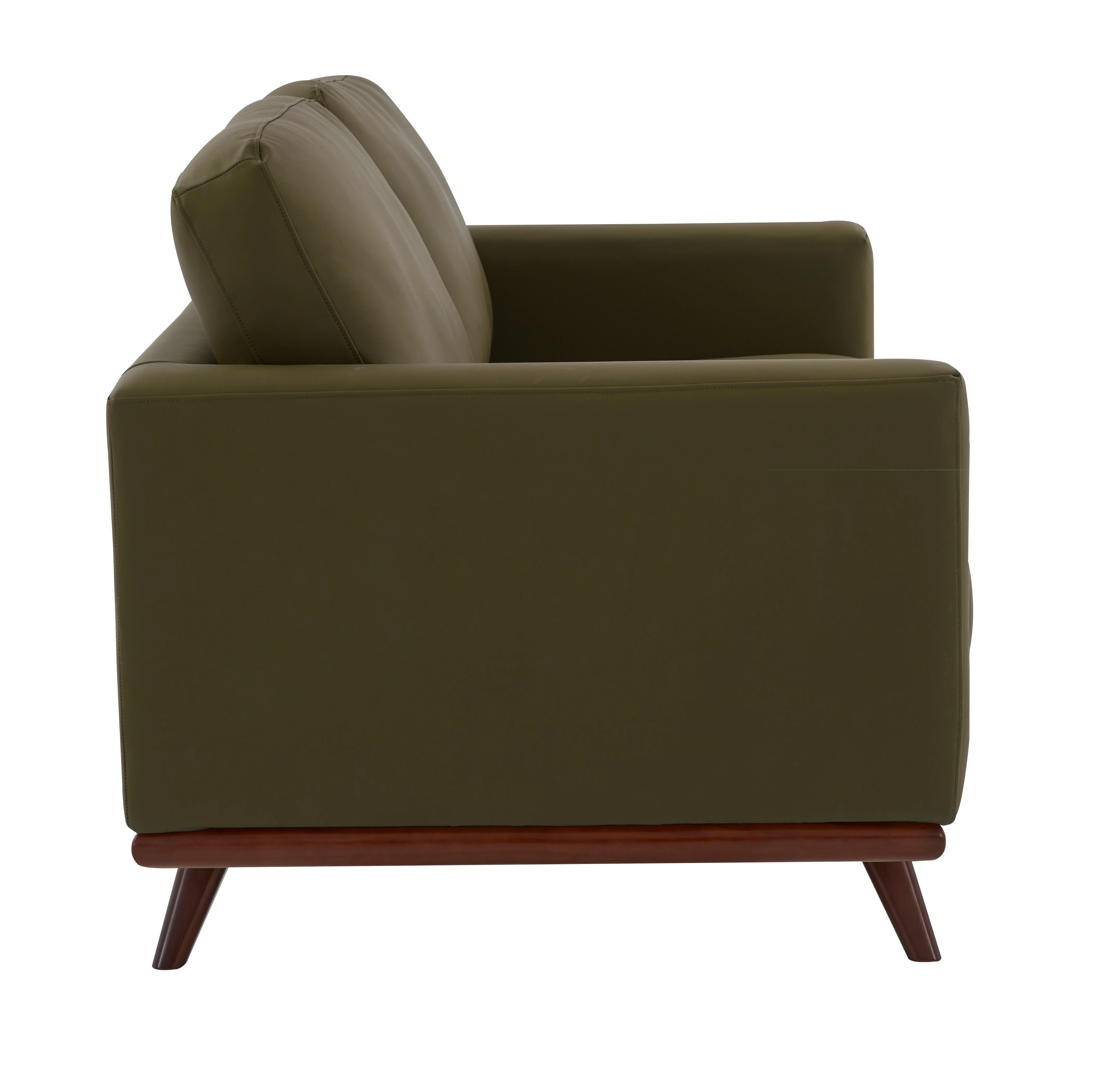 Chester Modern Faux Leather Loveseat Chair in Green Leather
