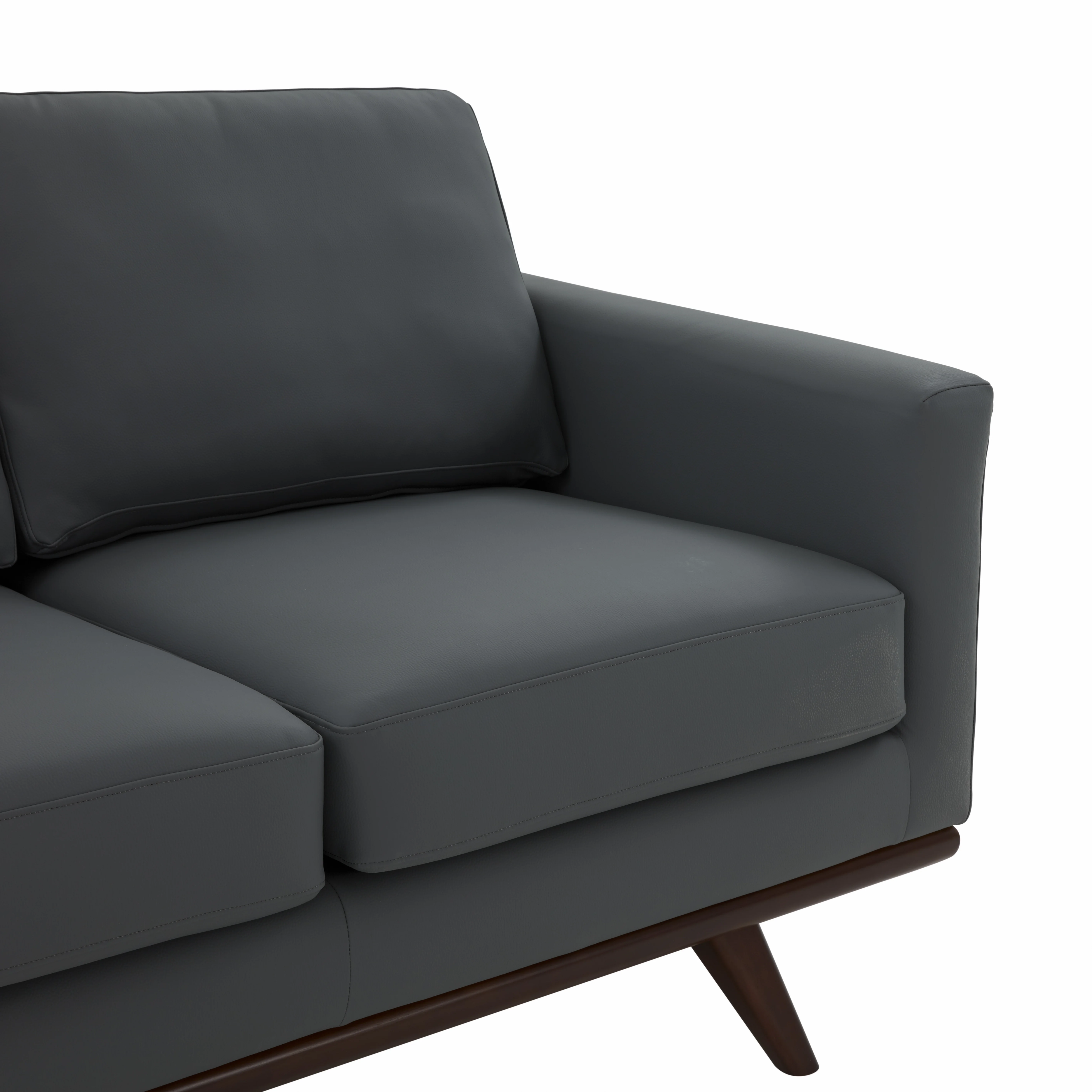 Chester Modern Leather Loveseat With Birch Wood Base