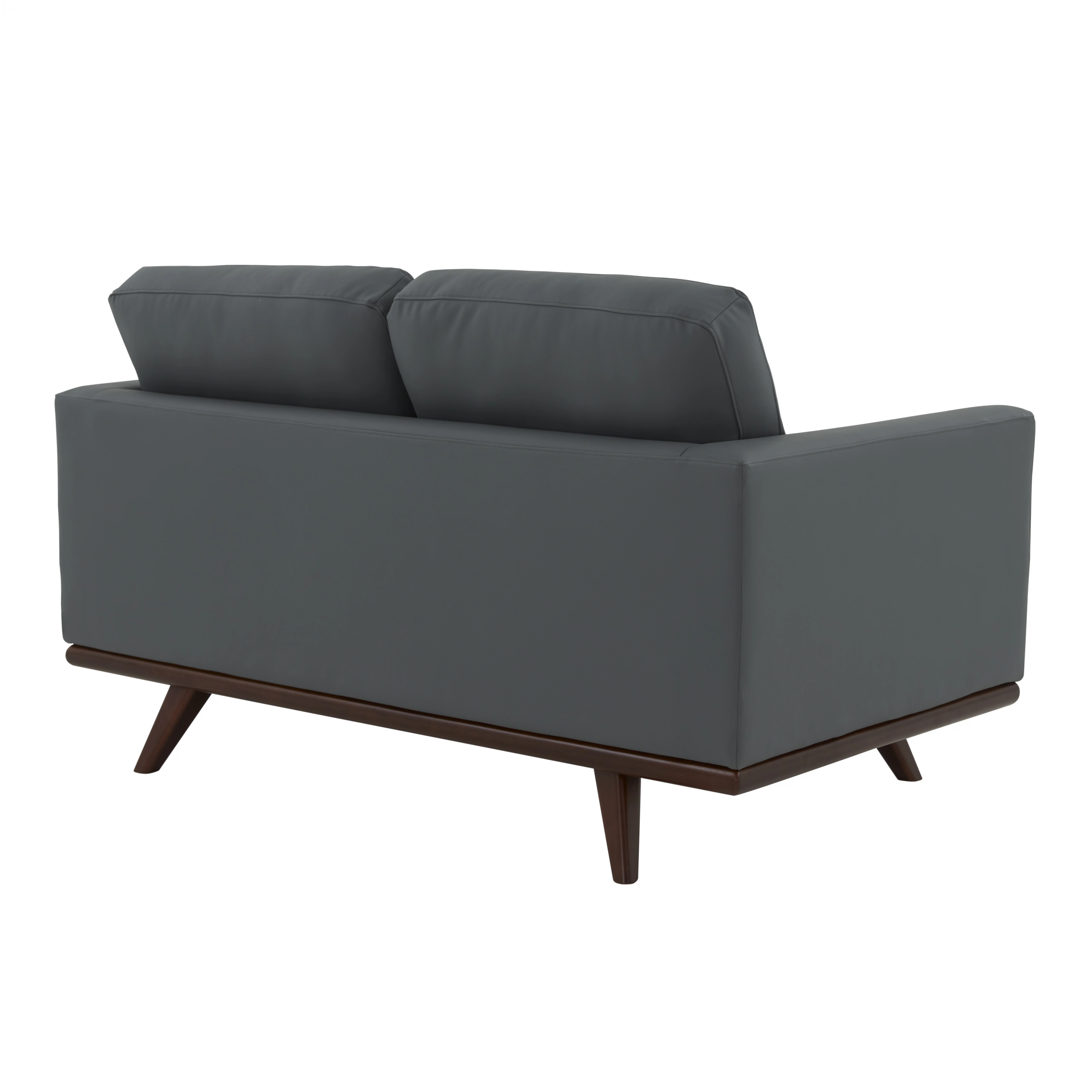 Chester Modern Leather Loveseat With Birch Wood Base