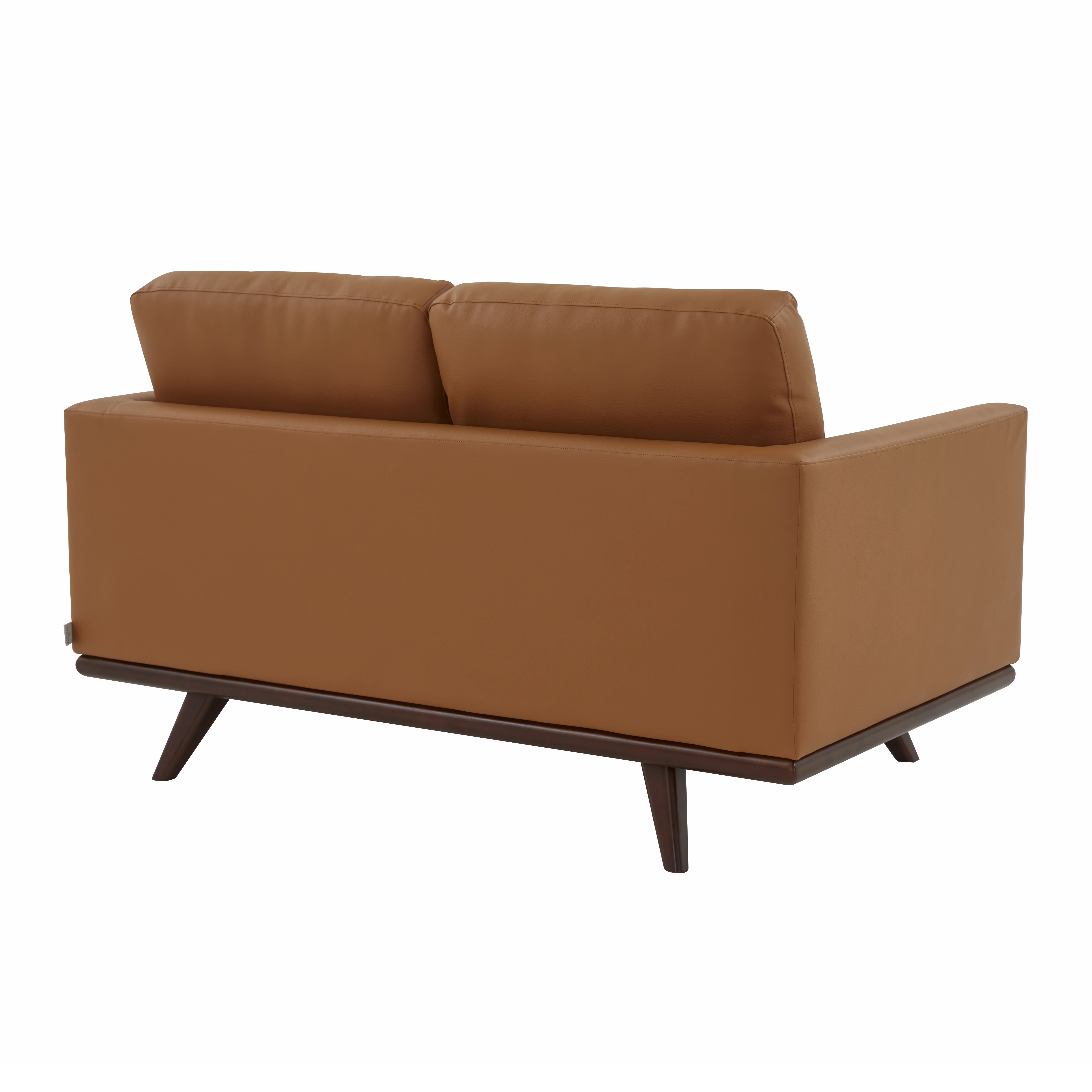 Chester Modern Leather Loveseat With Birch Wood Base