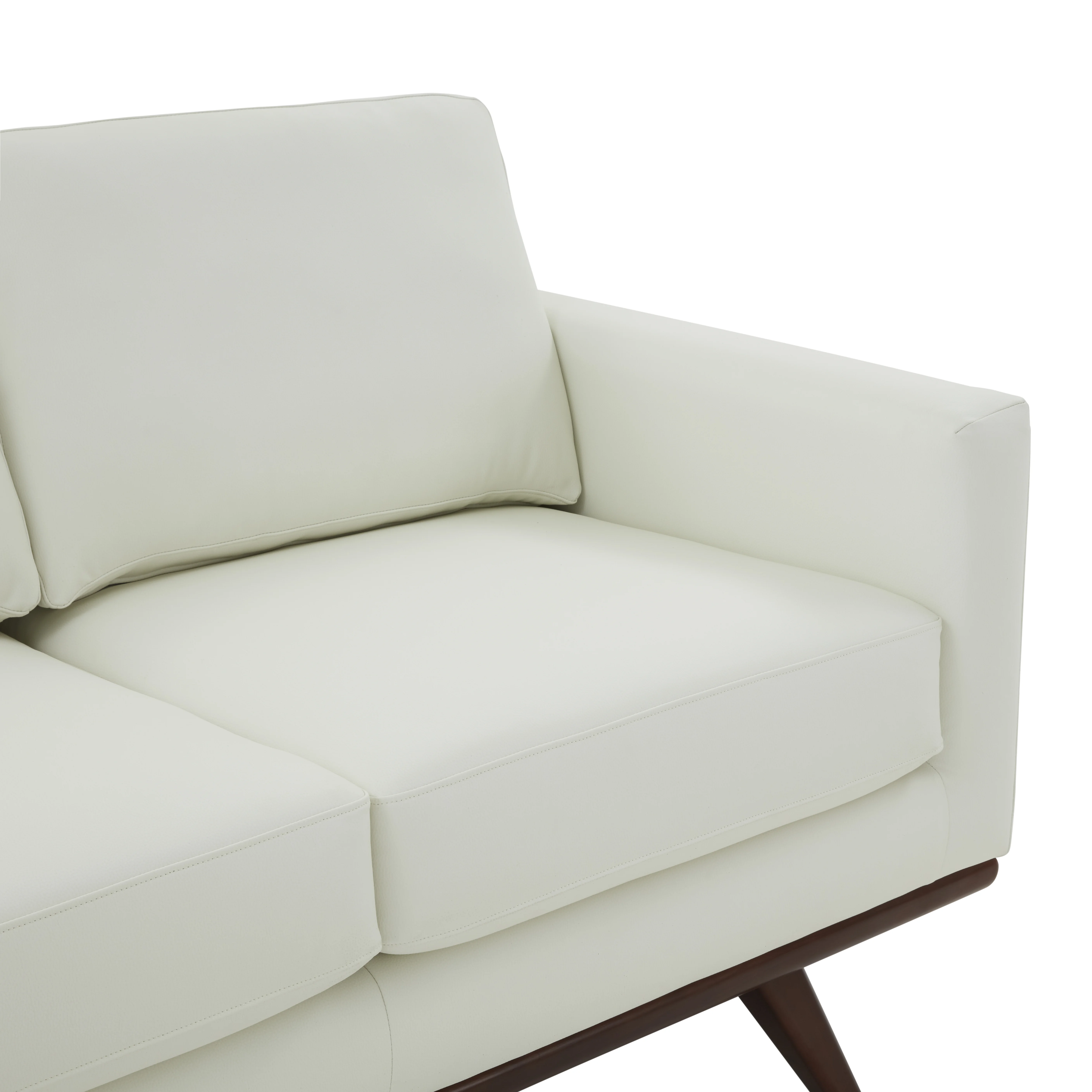 Chester Modern Leather Loveseat With Birch Wood Base