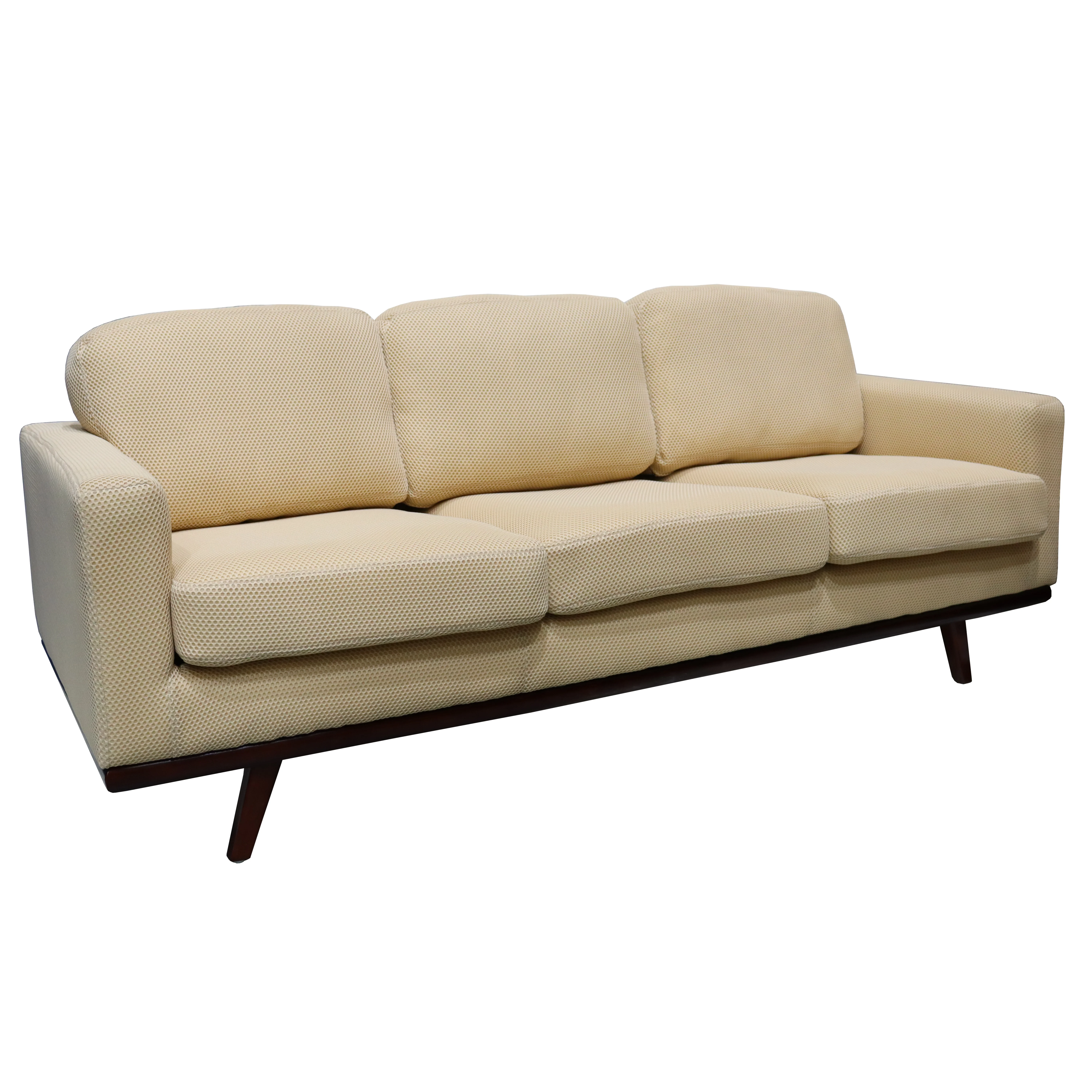 Chester Modern Faux Leather Sofa in Beige Mesh