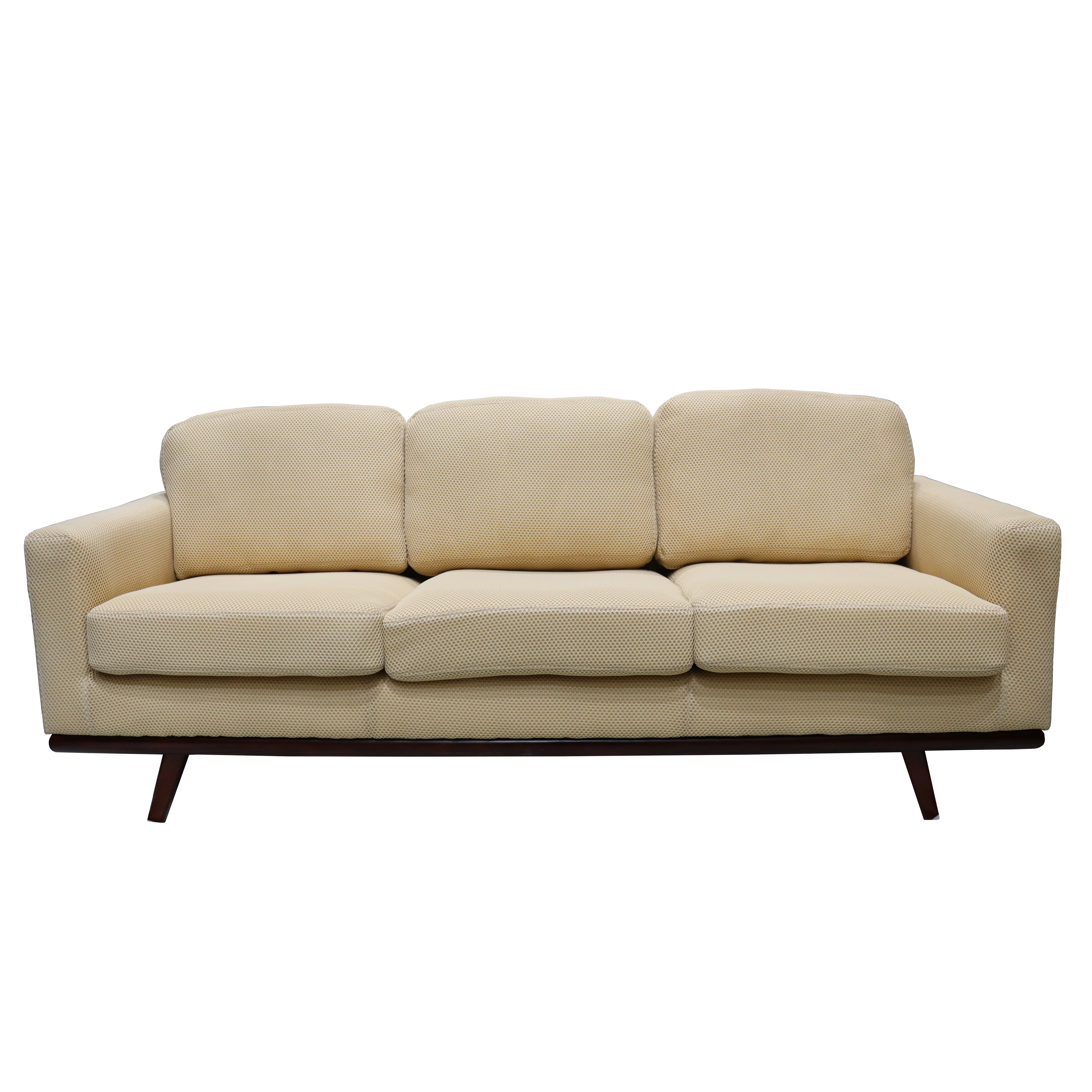 Chester Modern Faux Leather Sofa in Beige Mesh