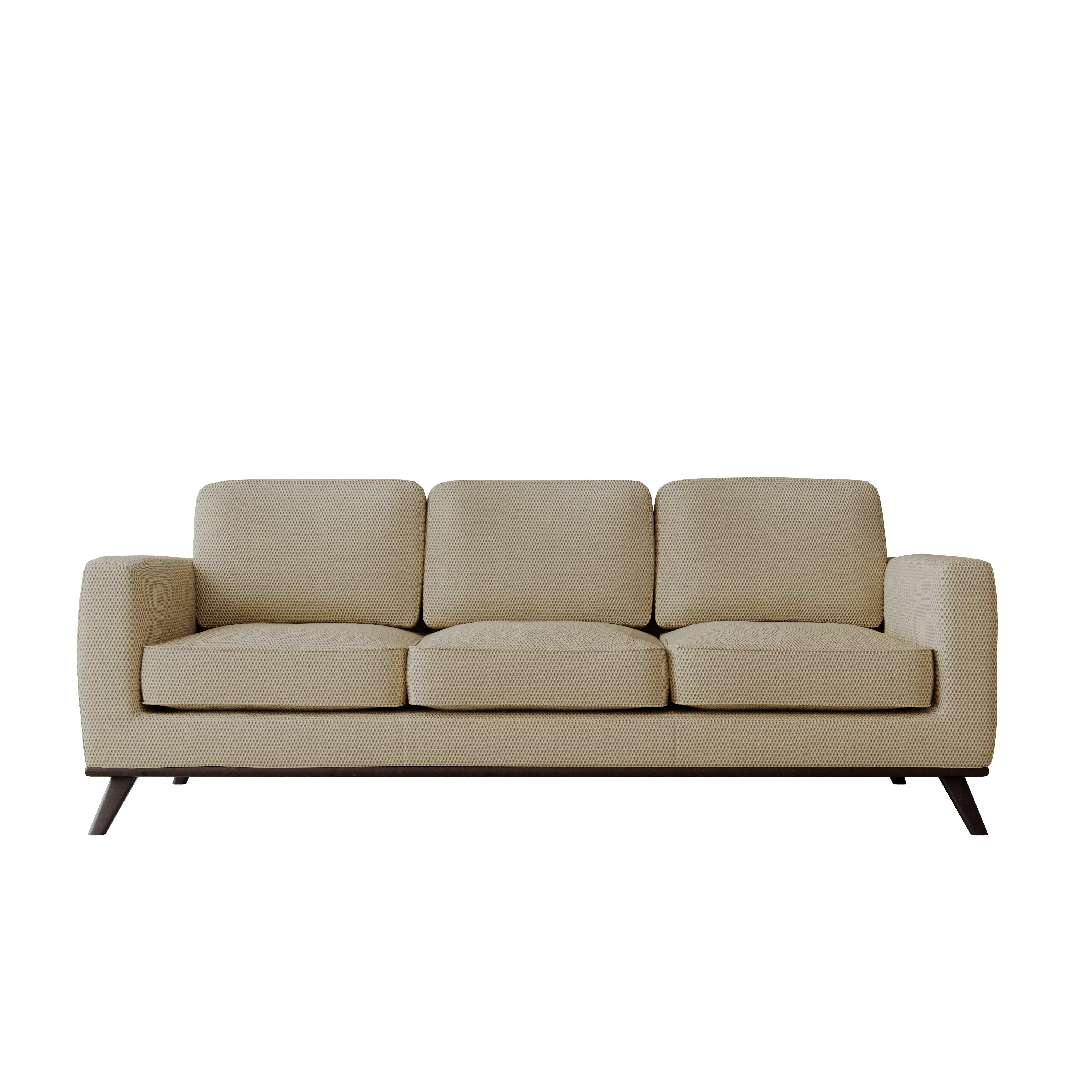 Chester Modern Faux Leather Sofa in Beige Mesh