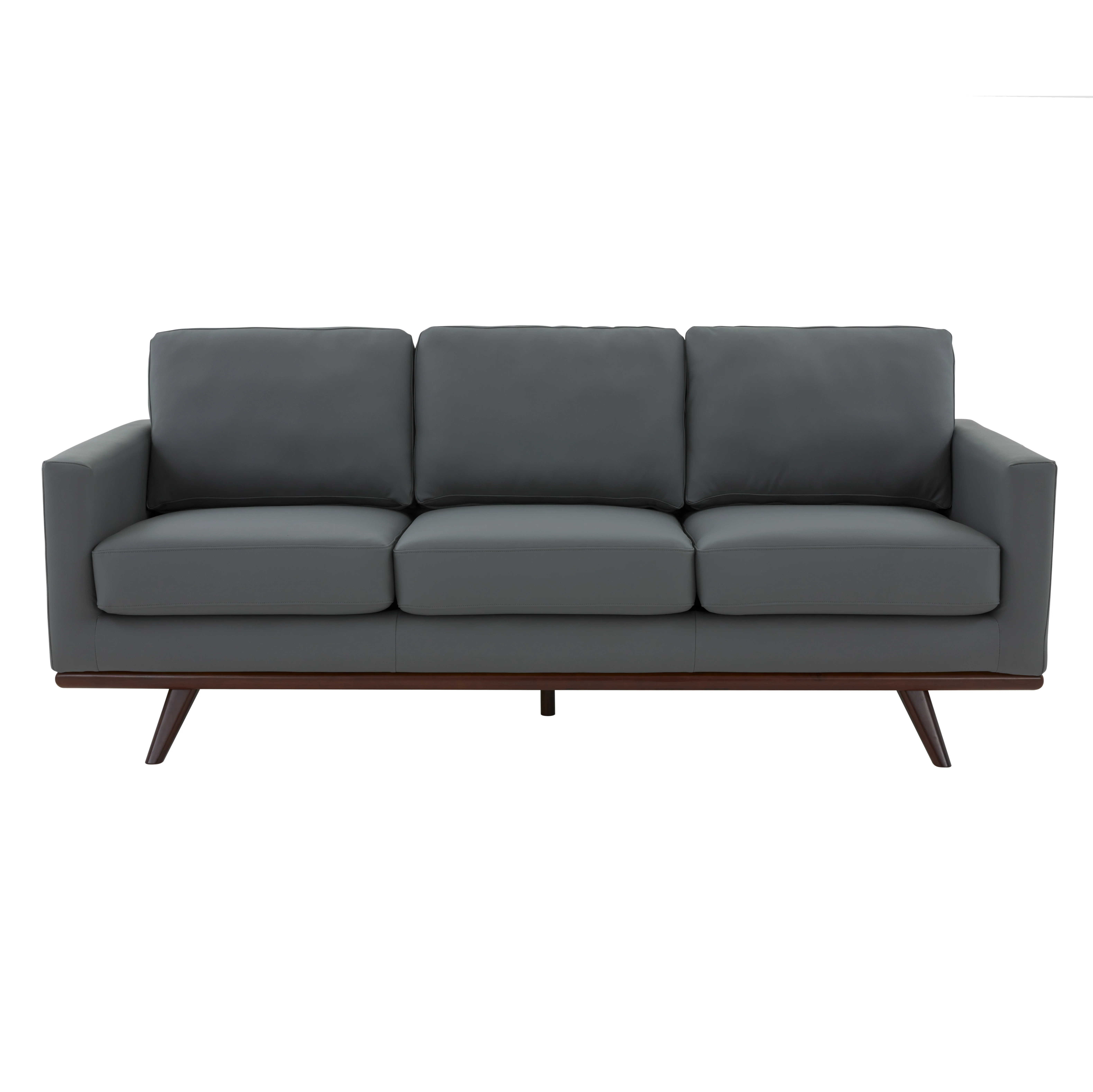 Chester Modern Leather Sofa With Birch Wood Base