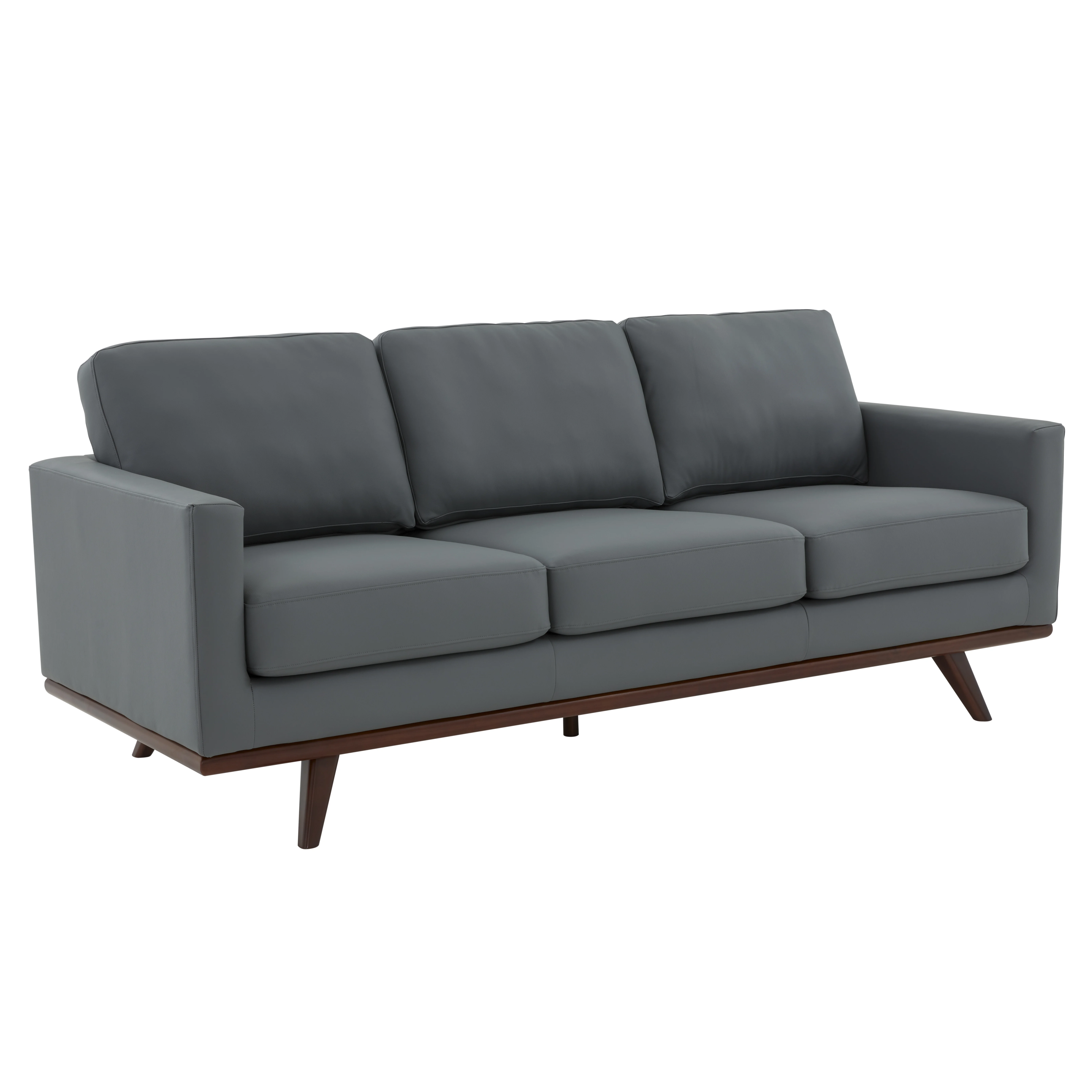 Chester Modern Leather Sofa With Birch Wood Base