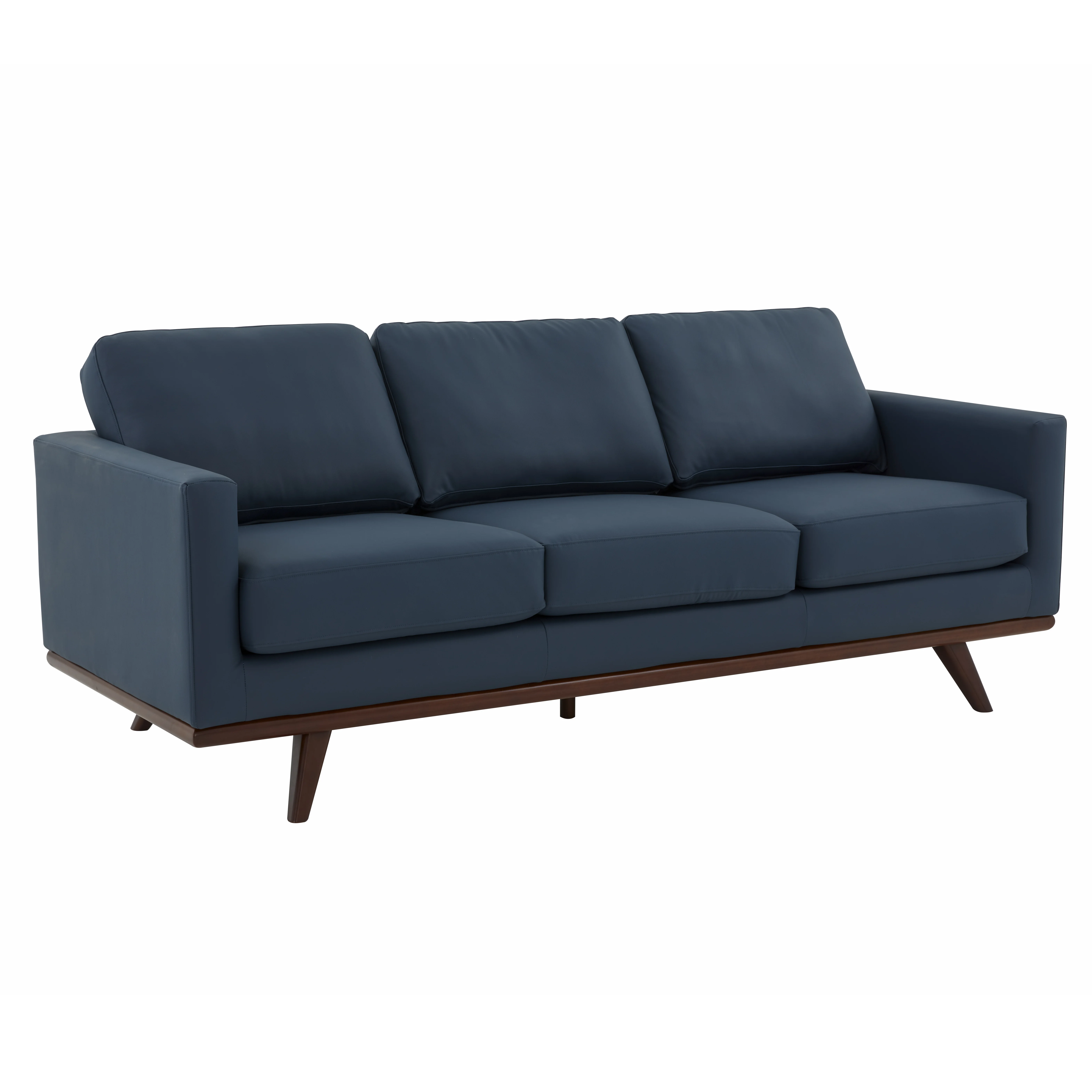 Chester Modern Leather Sofa With Birch Wood Base
