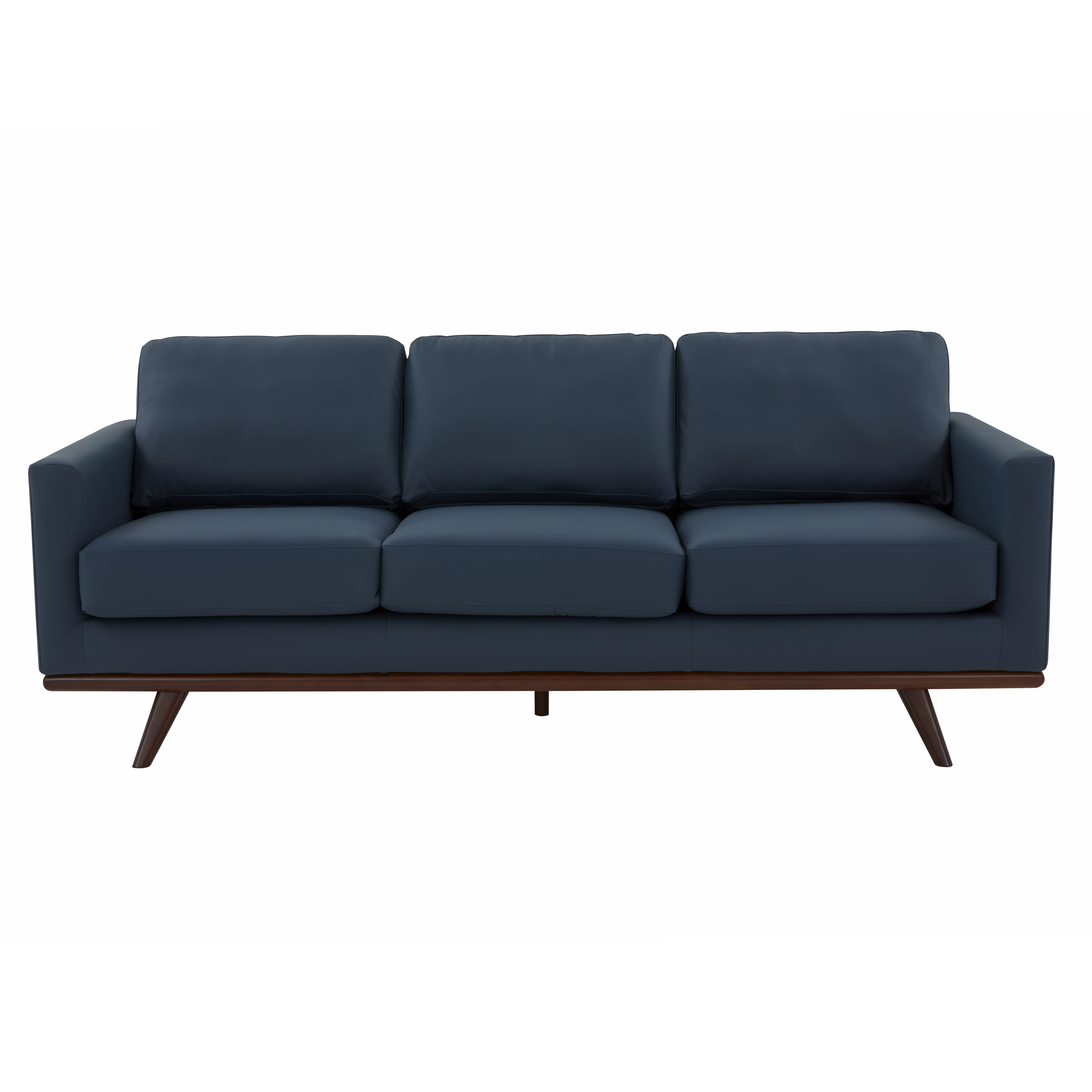 Chester Modern Leather Sofa With Birch Wood Base