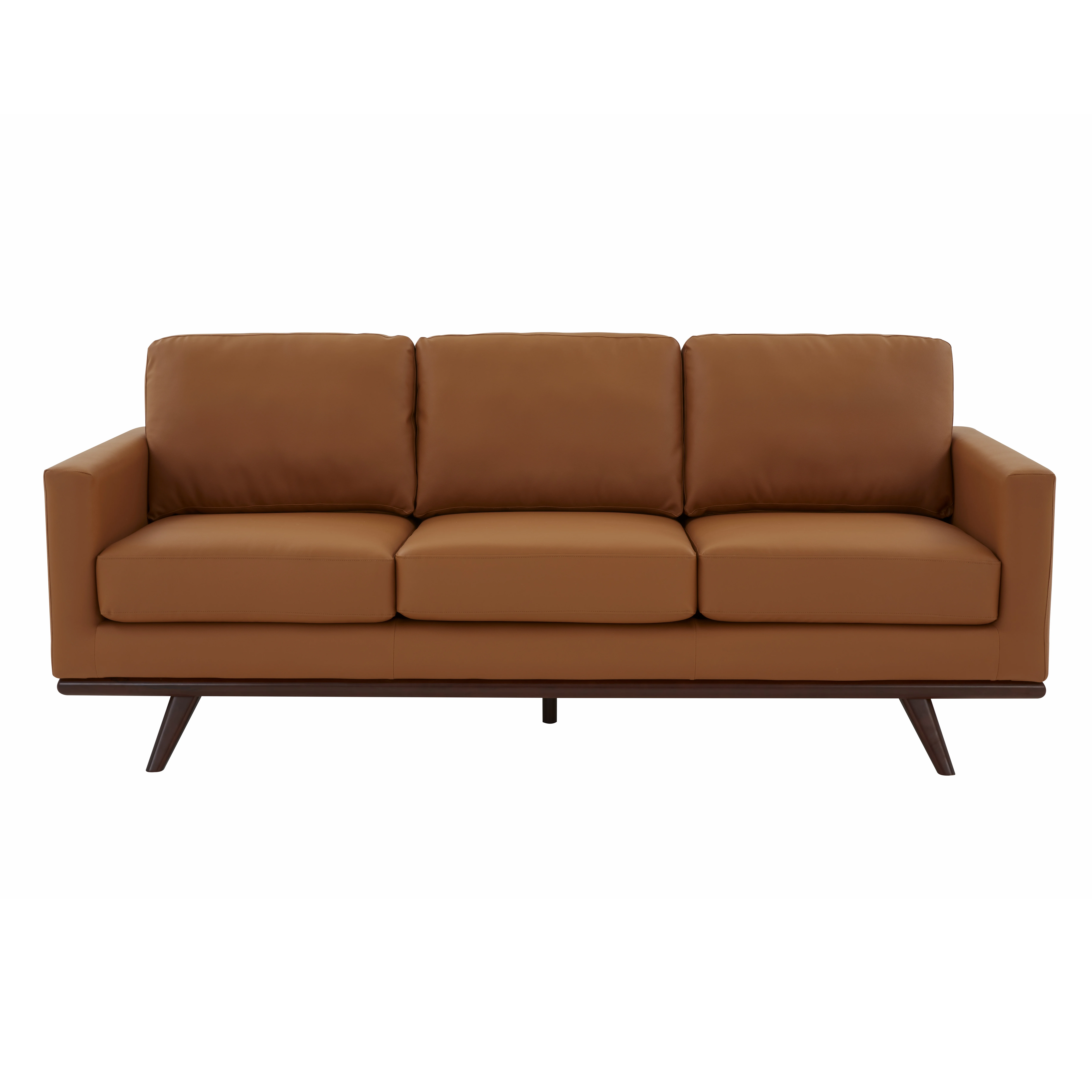 Chester Modern Leather Sofa With Birch Wood Base