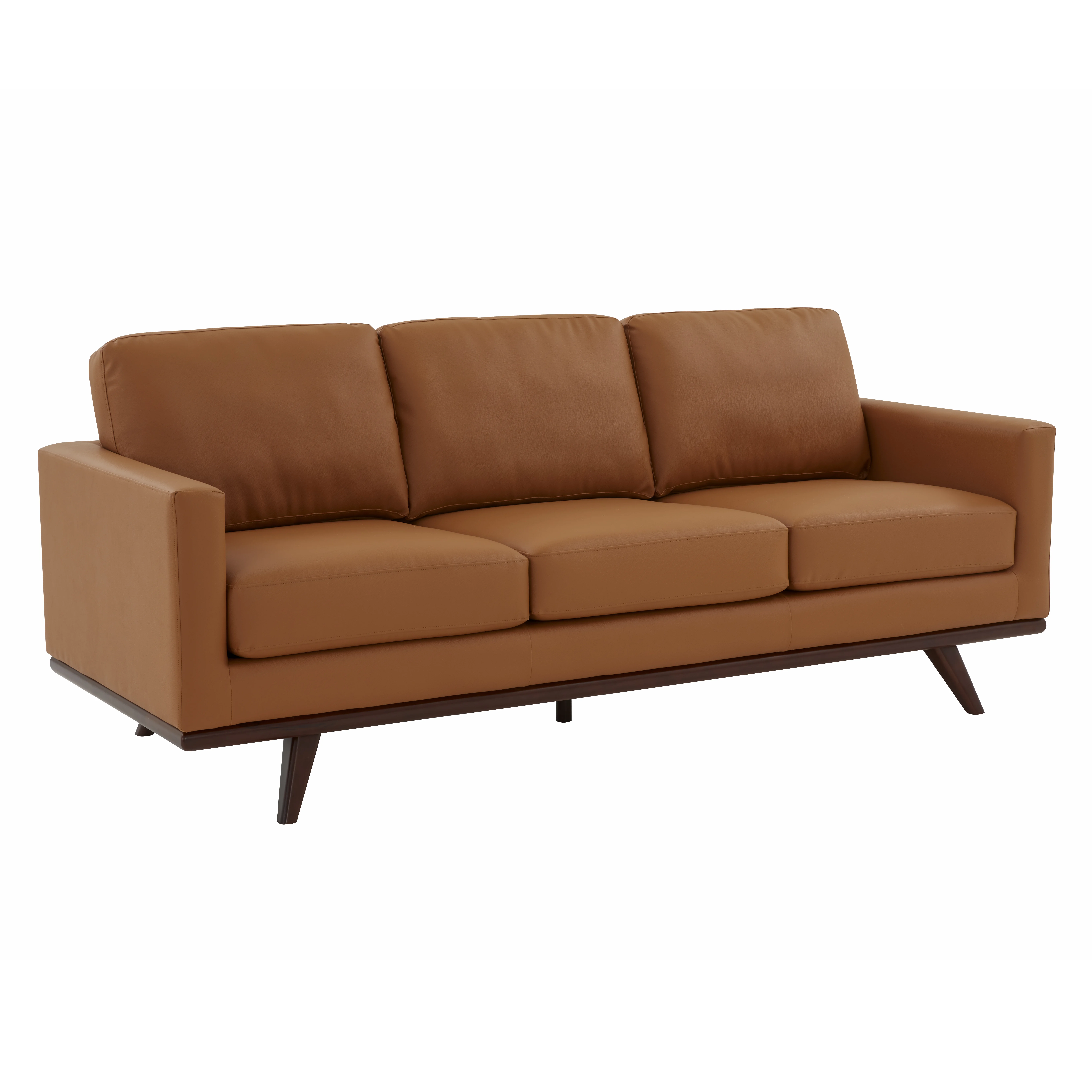 Chester Modern Leather Sofa With Birch Wood Base