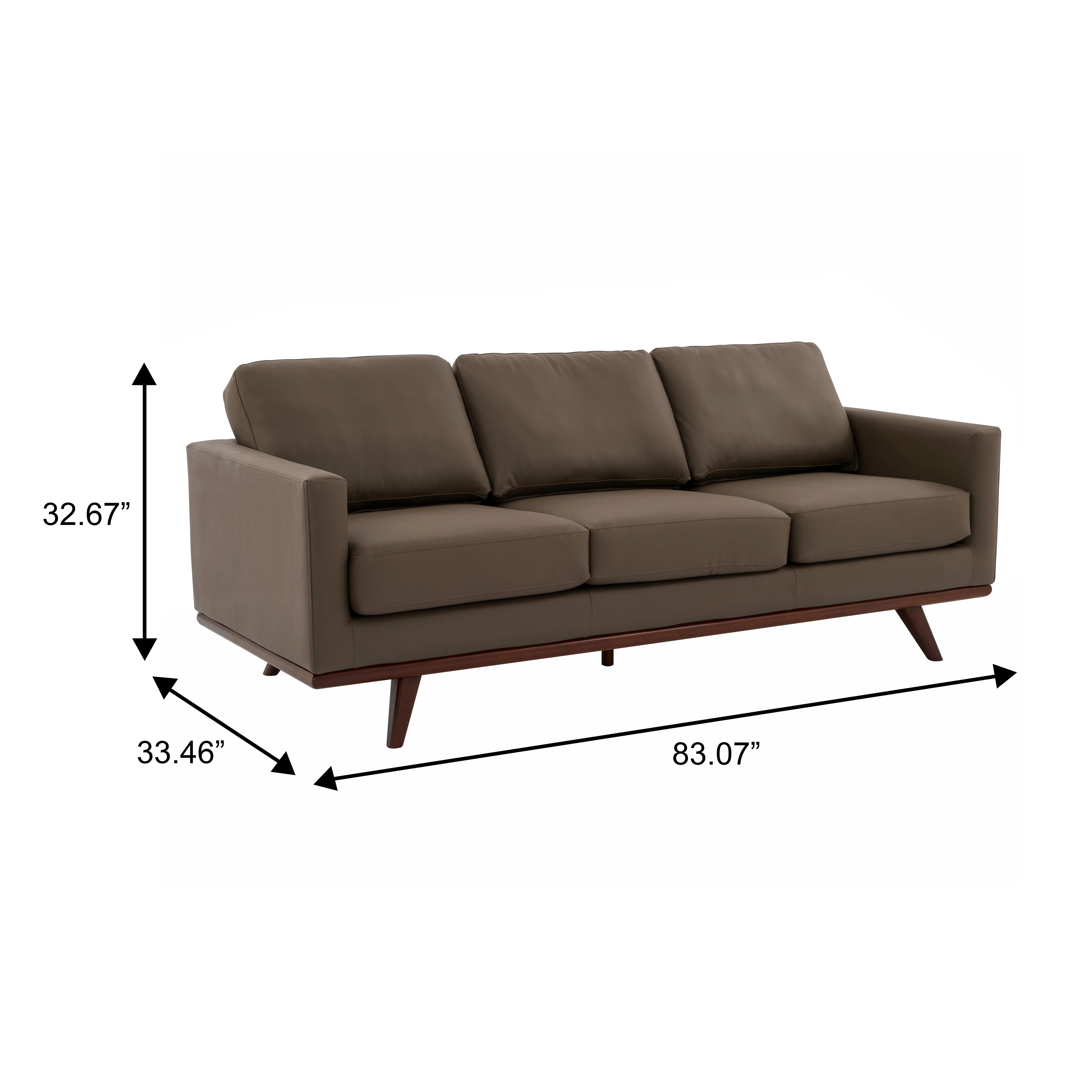 Chester Modern Faux Sofa in Taupe Leather