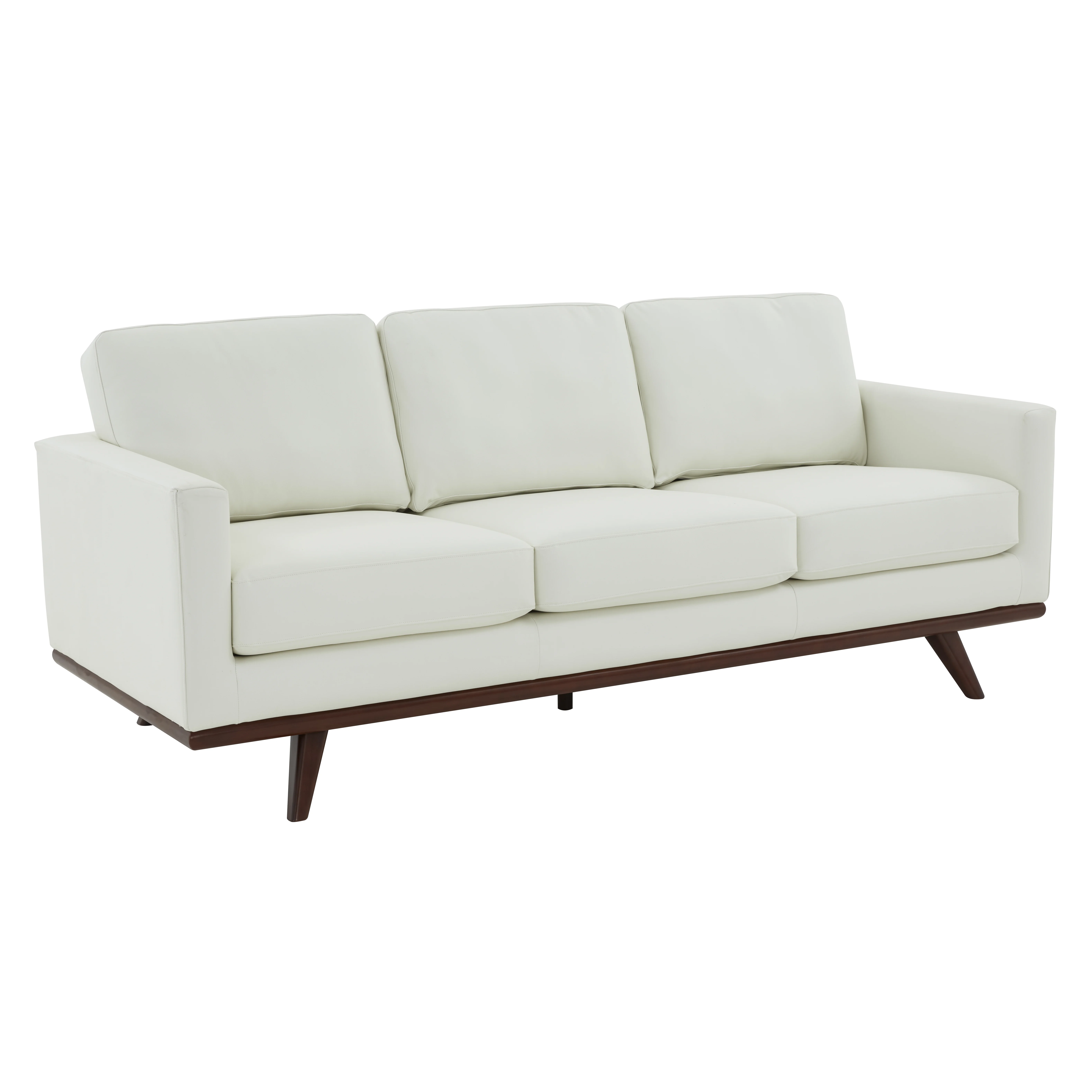 Chester Modern Leather Sofa With Birch Wood Base