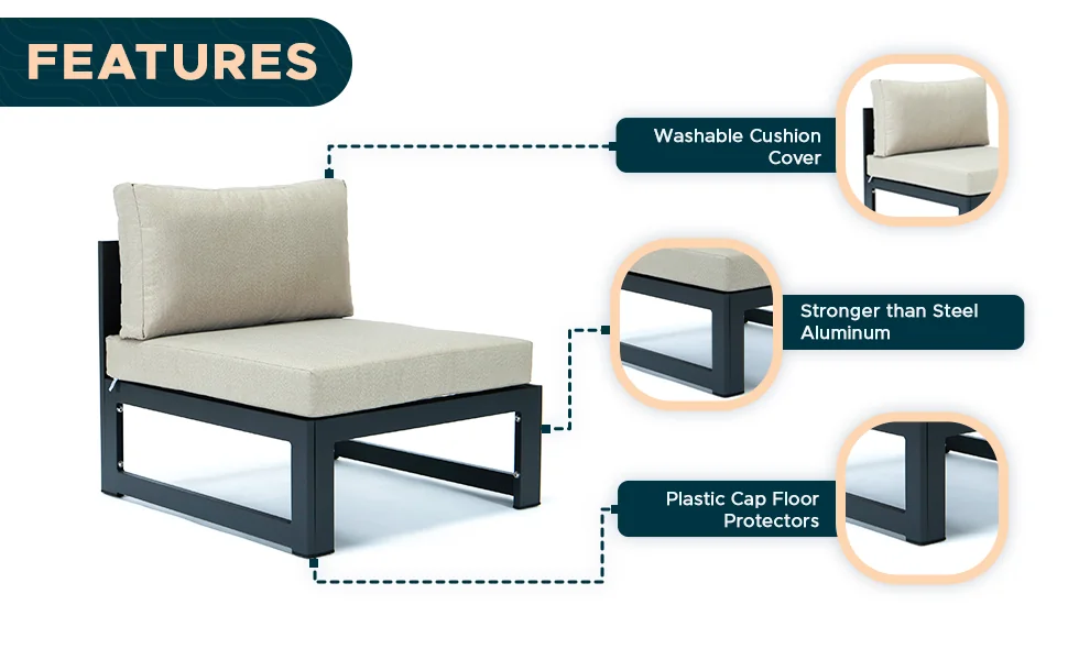 Chelsea 4-Piece Middle Patio Chairs Black Aluminum With Cushions