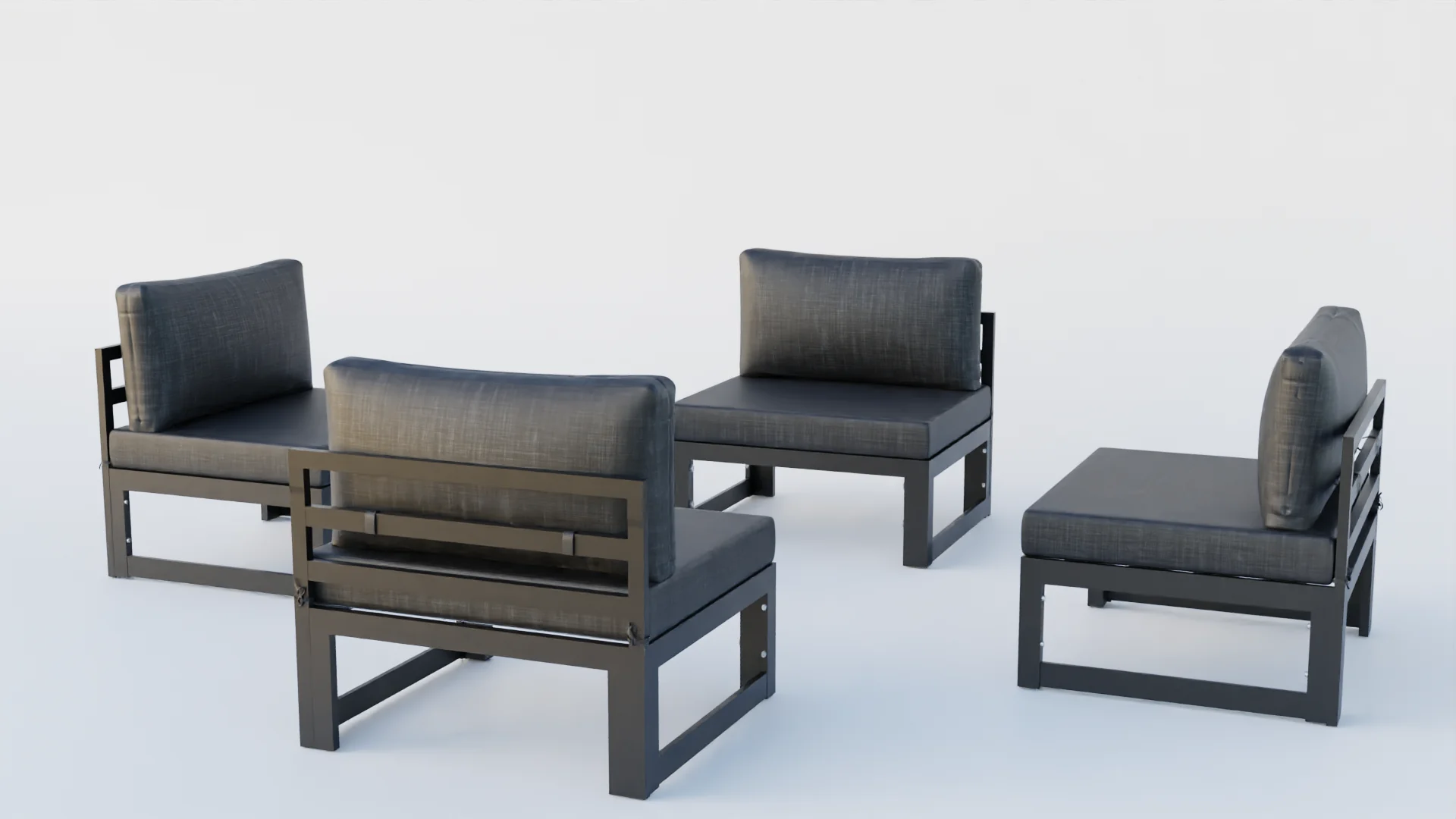 Chelsea 4-Piece Middle Patio Chairs Black Aluminum With Cushions